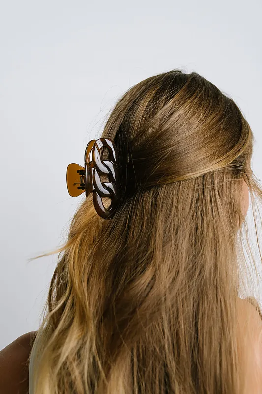 Jenny Claw Clip in Brown sold by bohme