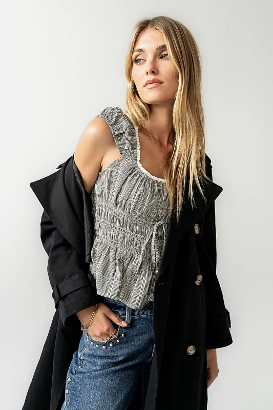 Naya Gingham Tank Top in Black sold by bohme