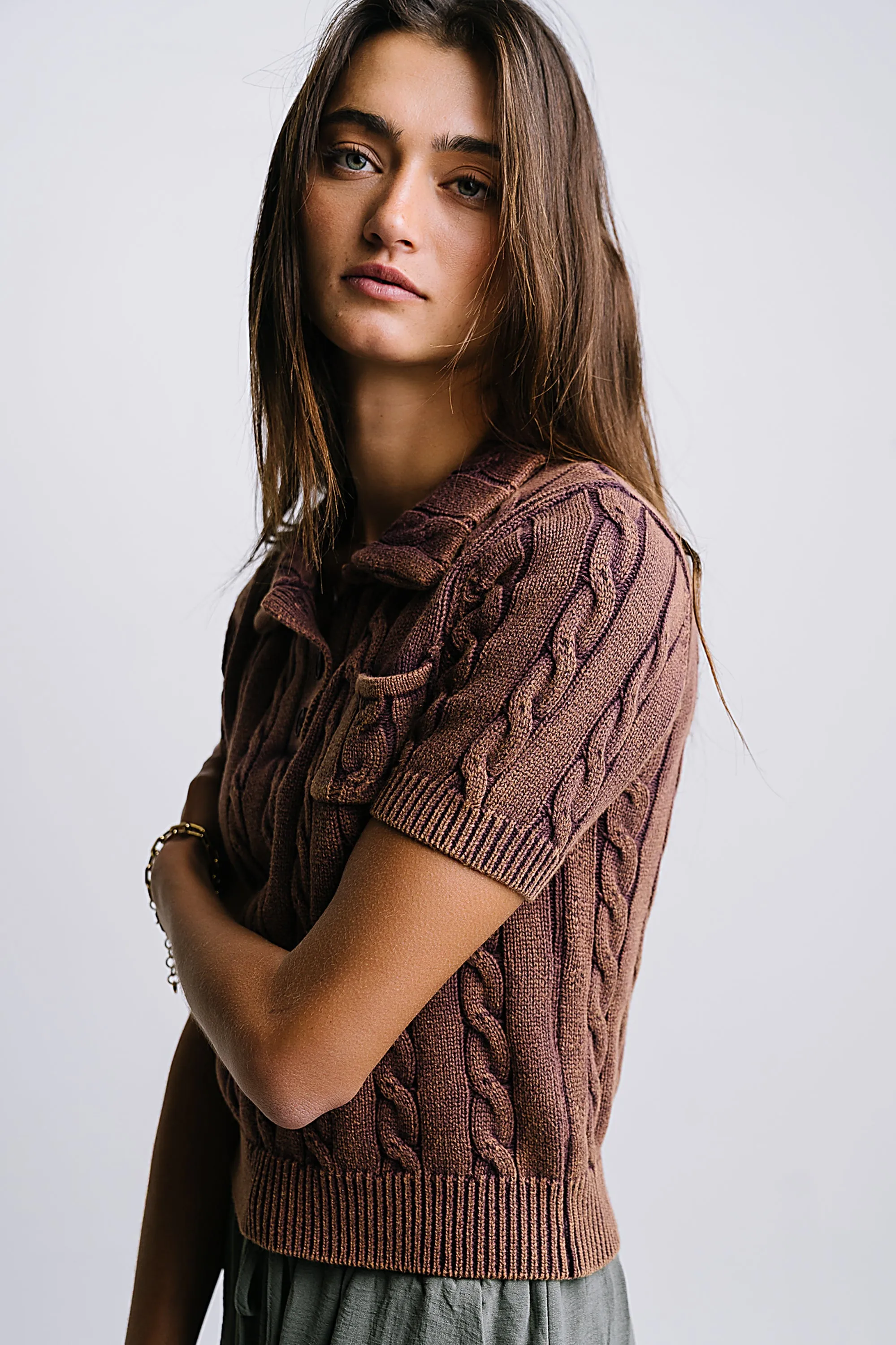 Halle Cable Knit Top in Plum sold by bohme product image thumbnail 5