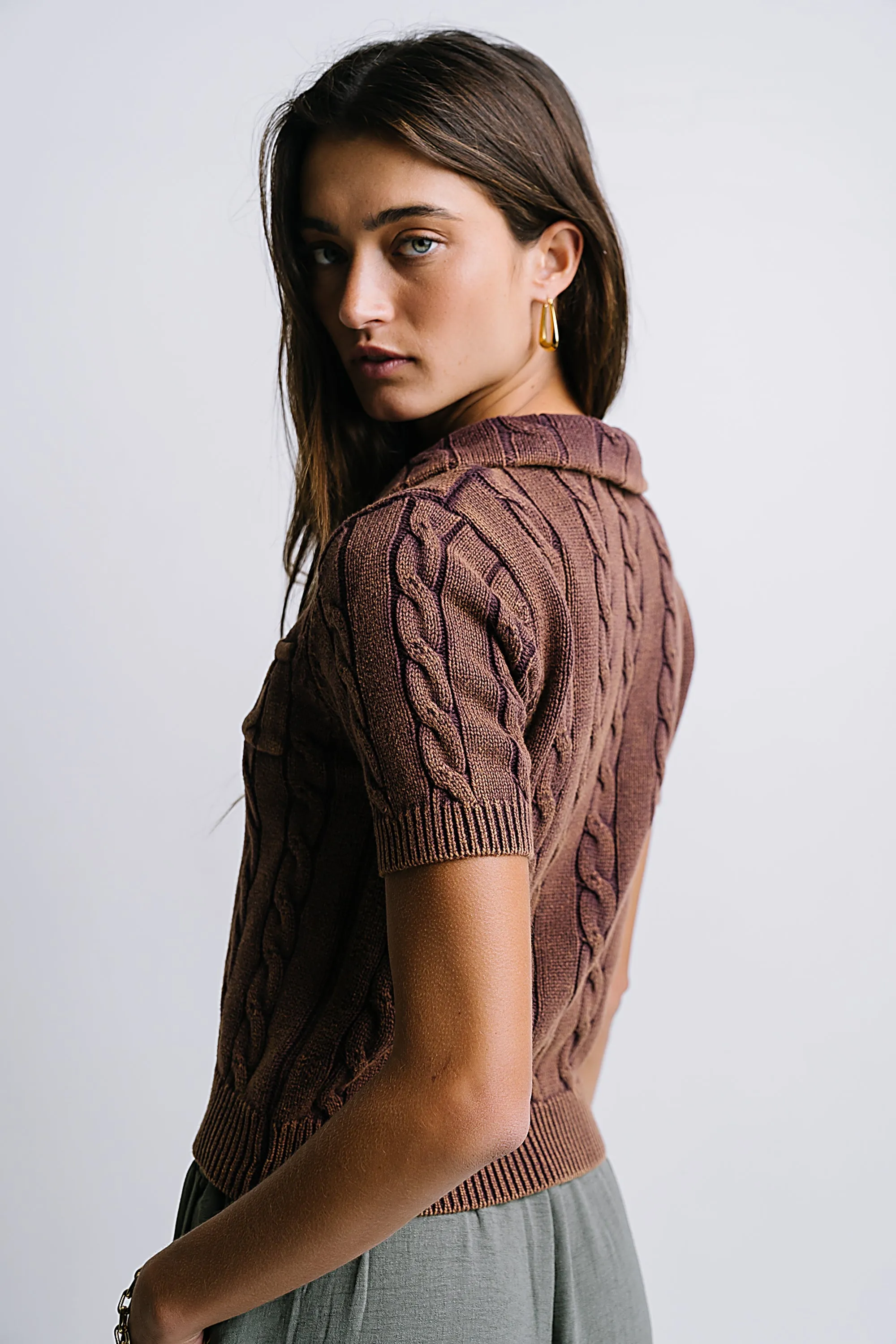 Halle Cable Knit Top in Plum sold by bohme product image thumbnail 3