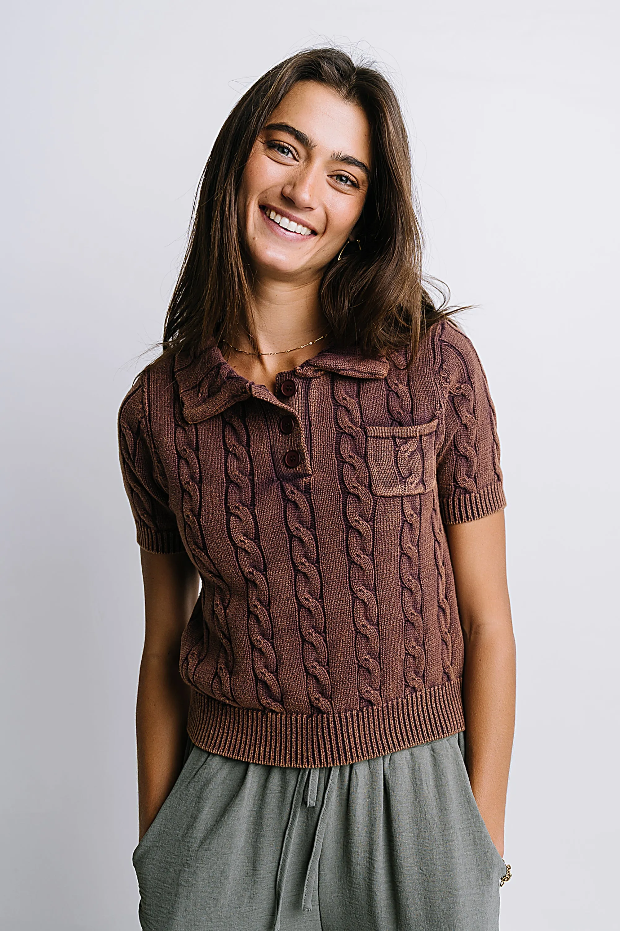 Halle Cable Knit Top in Plum sold by bohme product image thumbnail 2