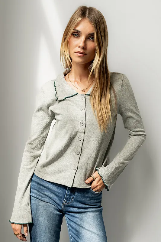 Jazmine Contrast Top in Grey sold by bohme