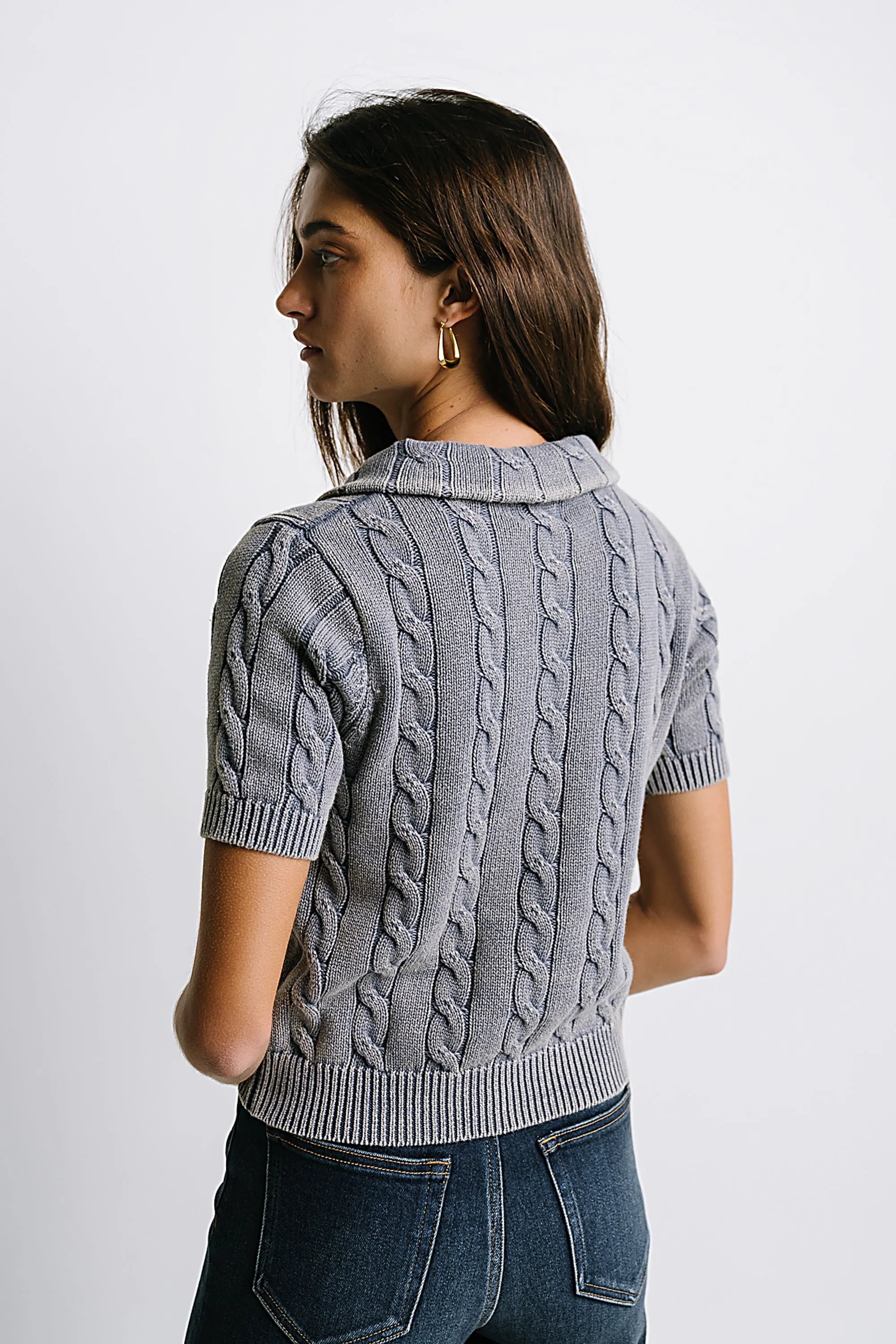 Halle Cable Knit Top in Blue sold by bohme product image thumbnail 2