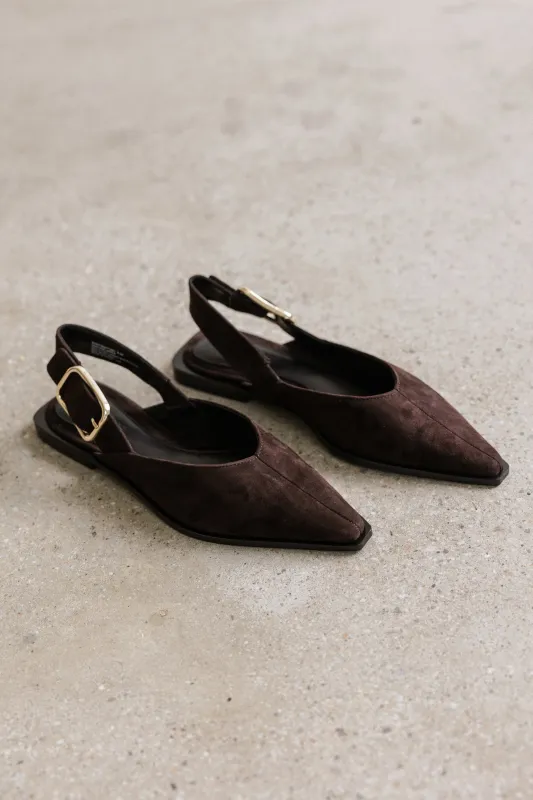 Steve Madden Shay Slingback Flats in Brown Suede sold by bohme