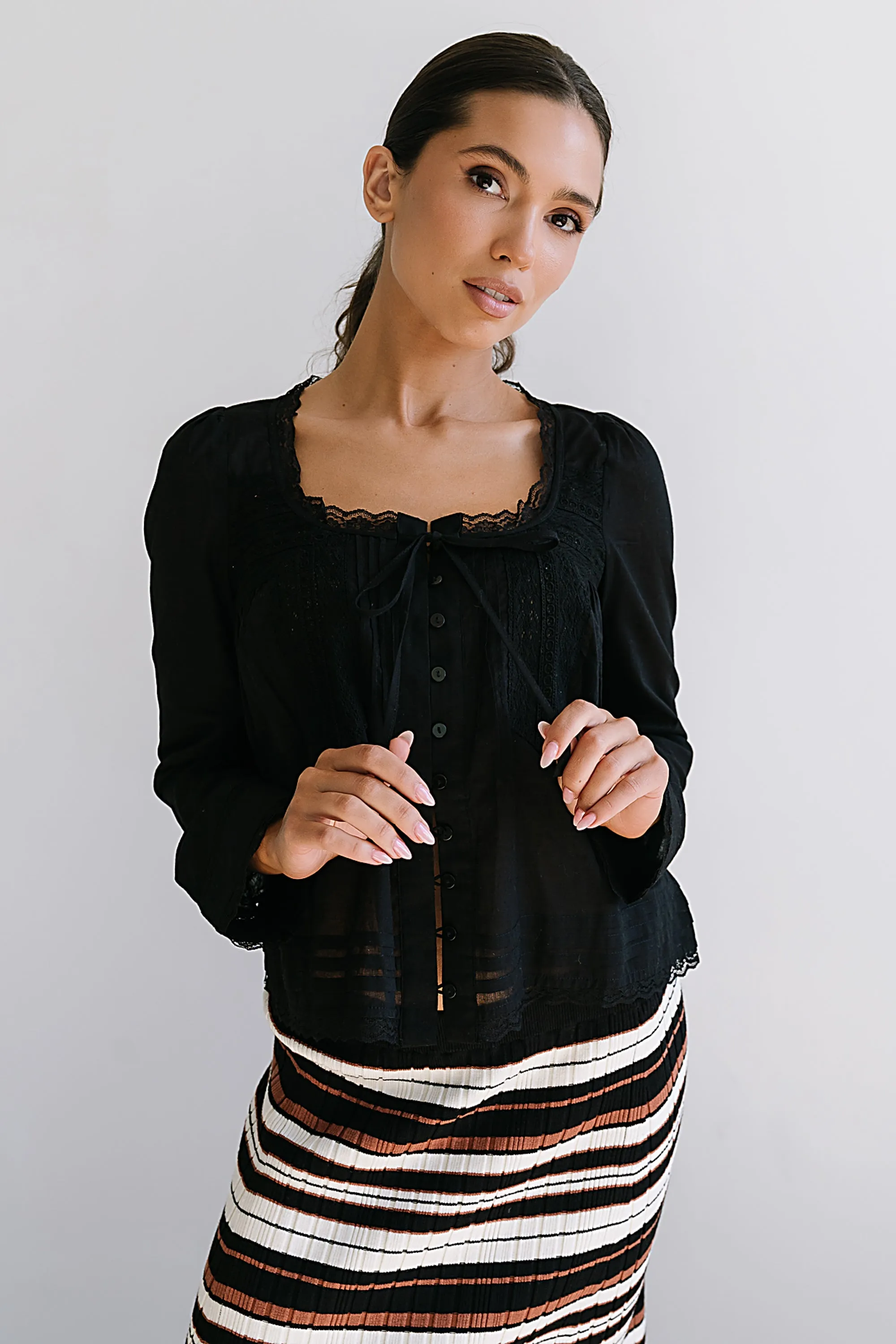 Taylor Sheer Blouse in Black sold by bohme