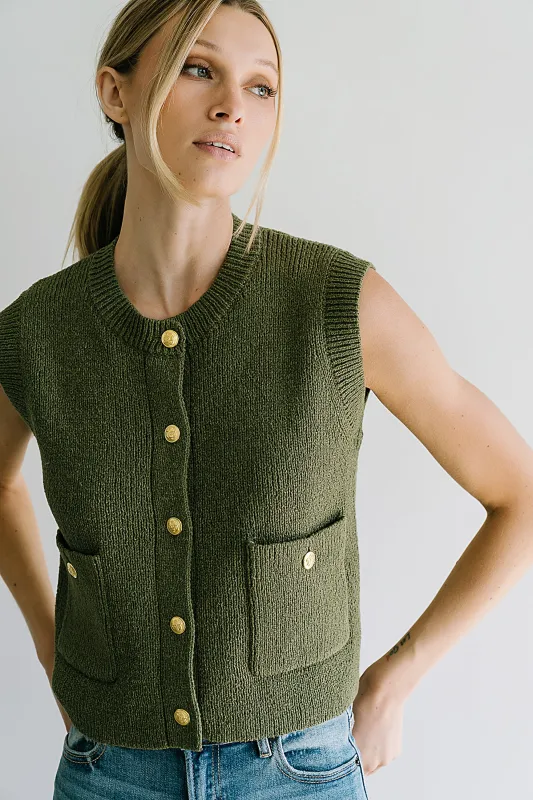 Brooks Knit Vest in Olive sold by bohme