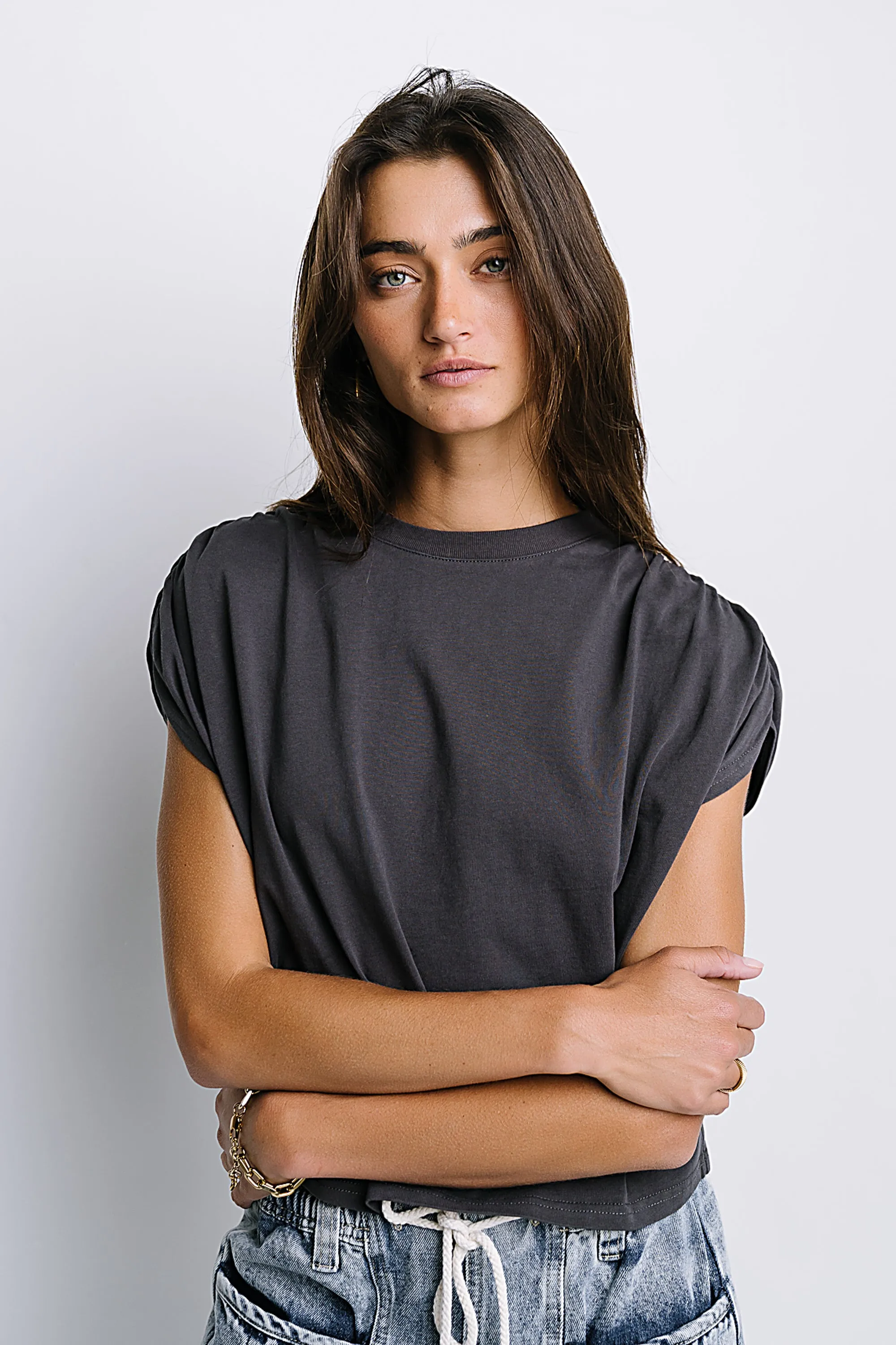 Noelle Ruched Top in Charcoal sold by bohme product image thumbnail 5