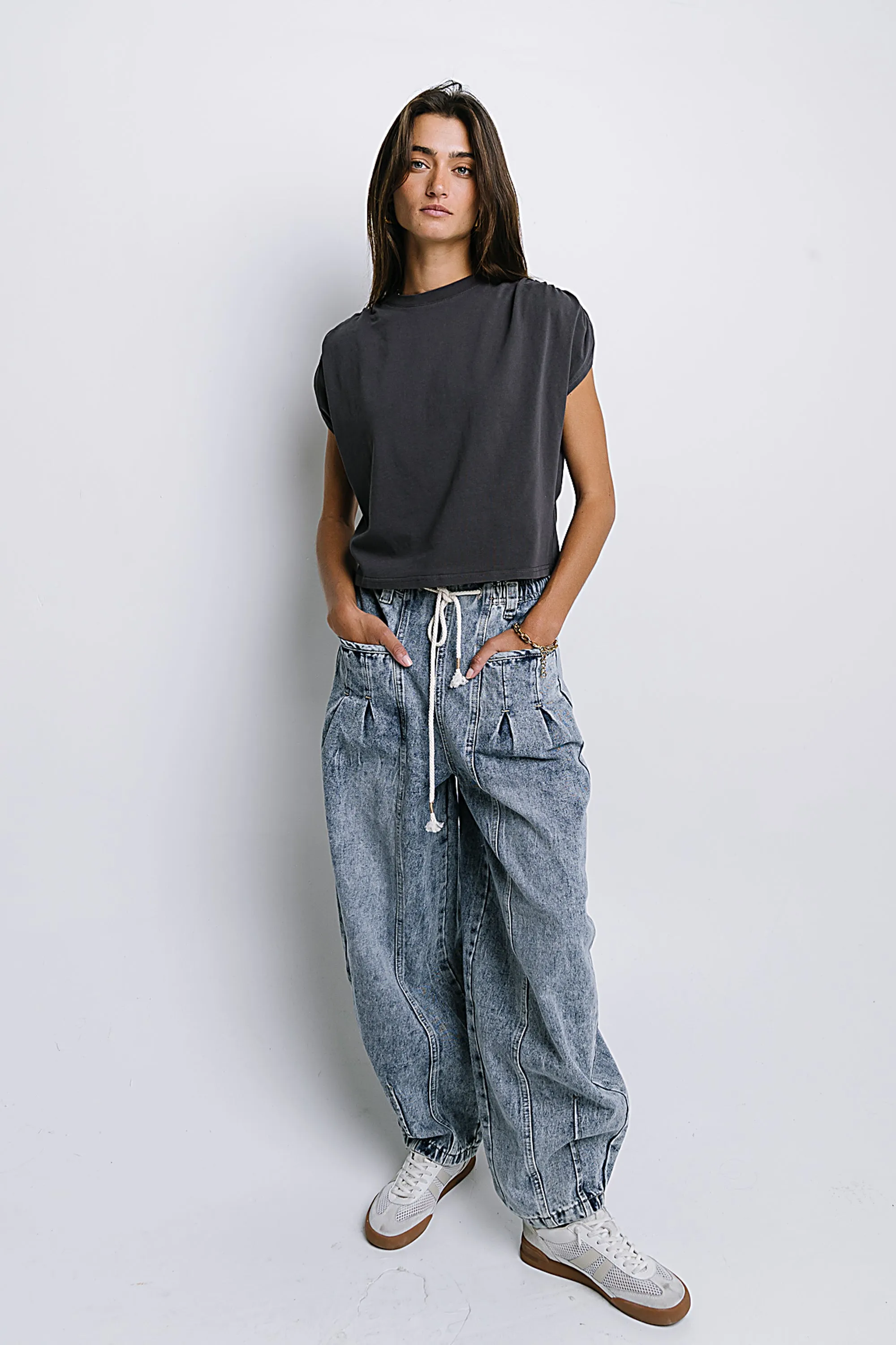 Noelle Ruched Top in Charcoal sold by bohme product image thumbnail 3