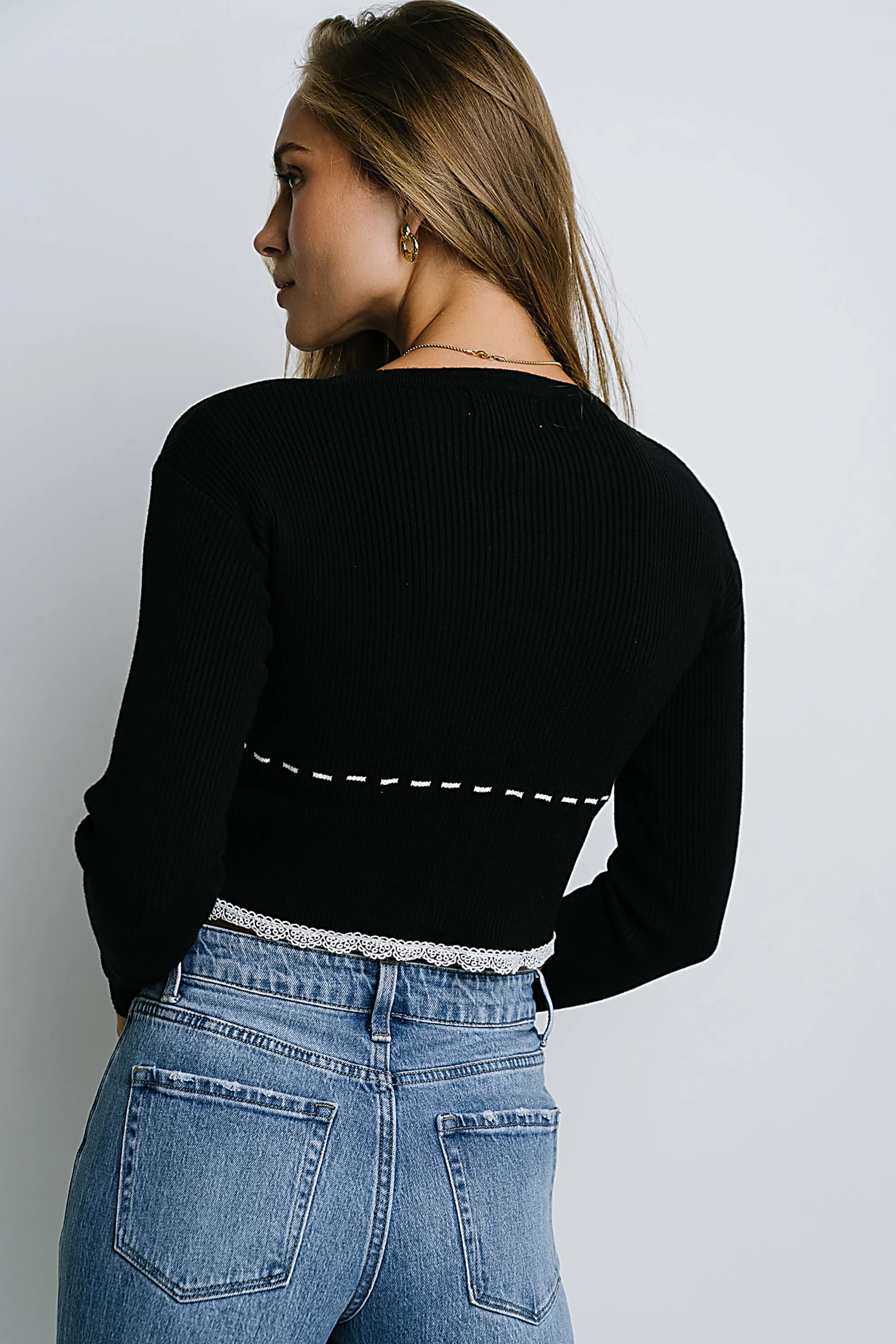 Irene Ribbed Sweater in Black sold by bohme product image thumbnail 3