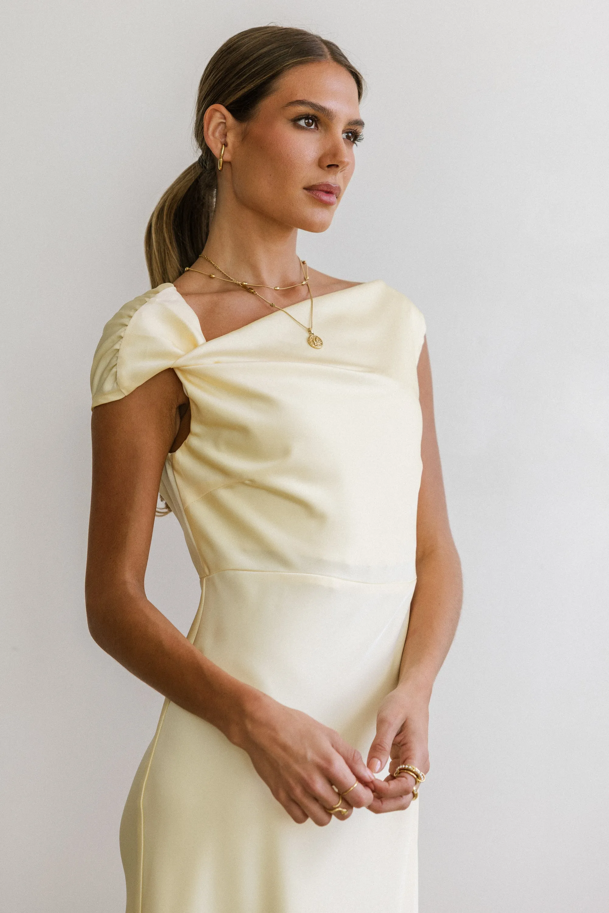 Rodney Asymmetrical Maxi Dress in Yellow sold by bohme product image thumbnail 4