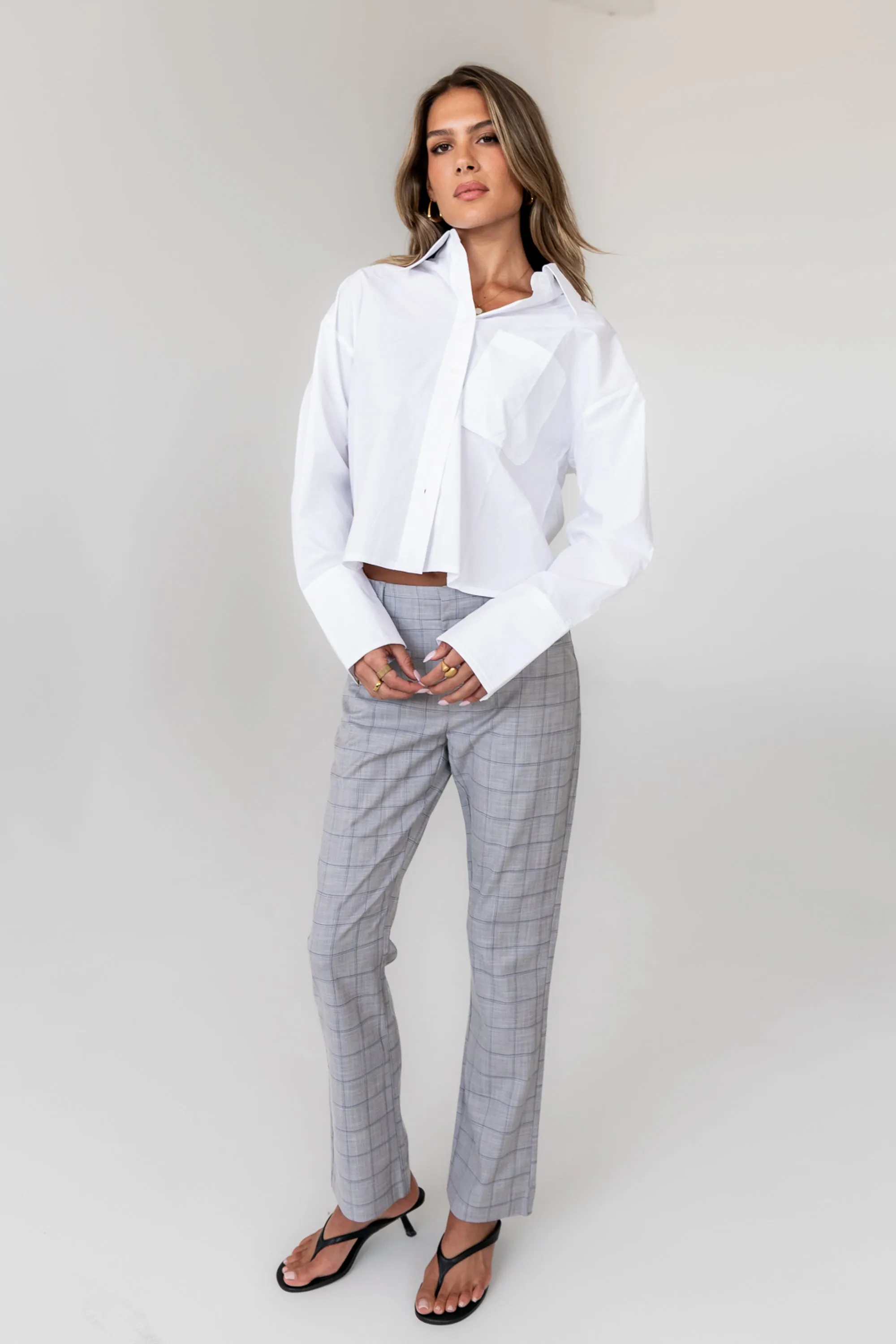 Willow Slim Straight Trouser in Grey sold by bohme product image thumbnail 2