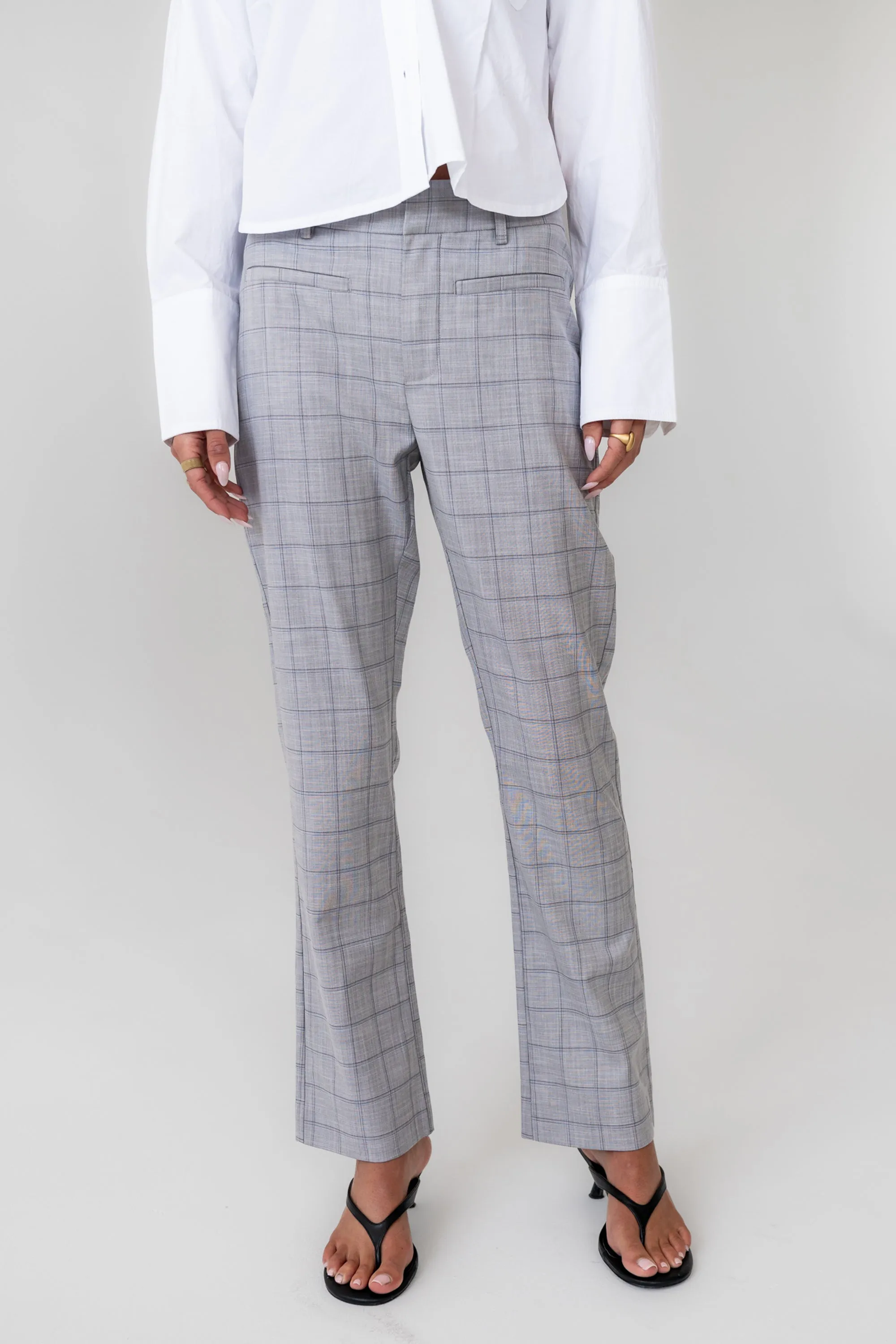Willow Slim Straight Trouser in Grey sold by bohme