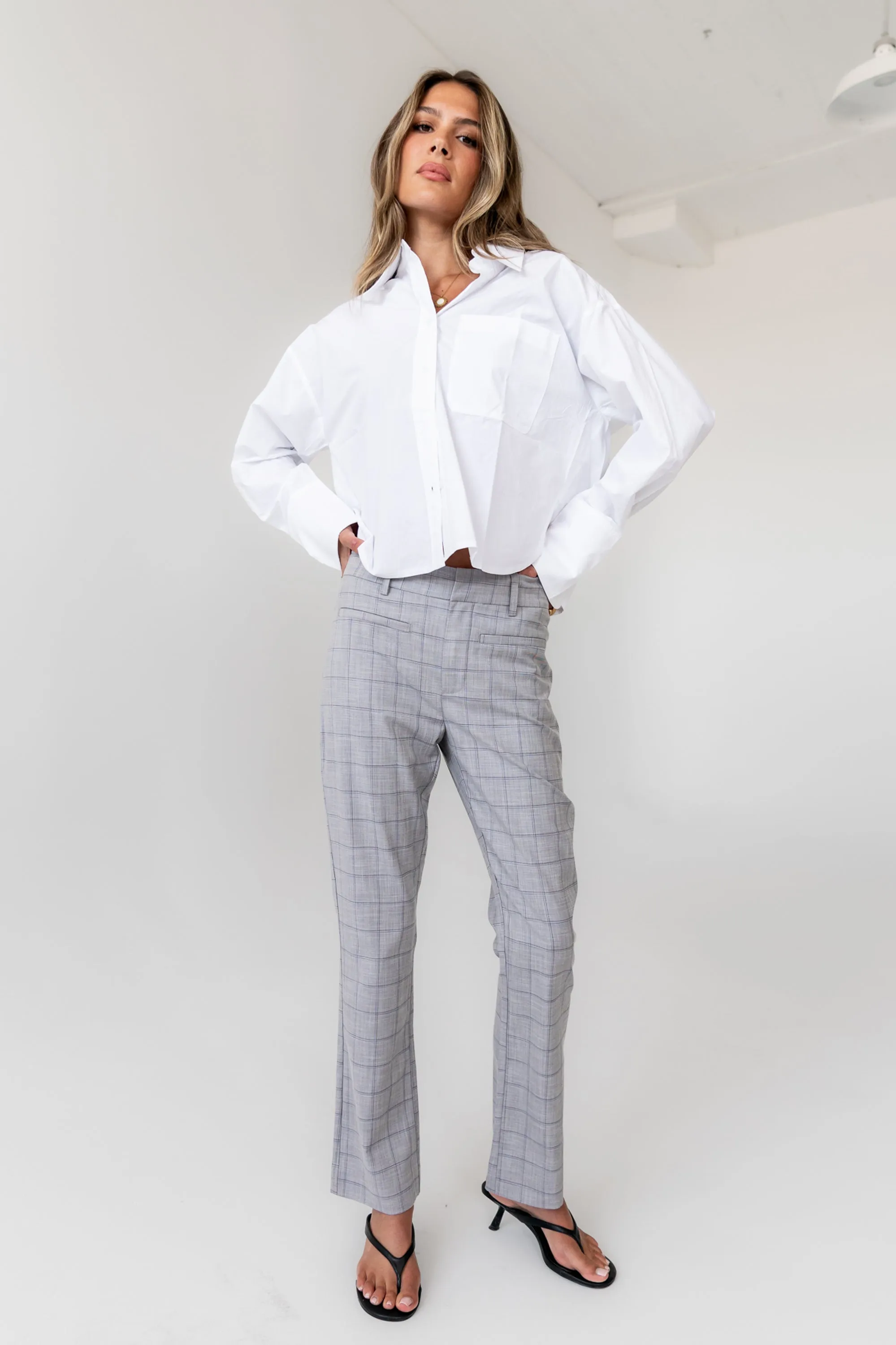 Willow Slim Straight Trouser in Grey sold by bohme product image thumbnail 4