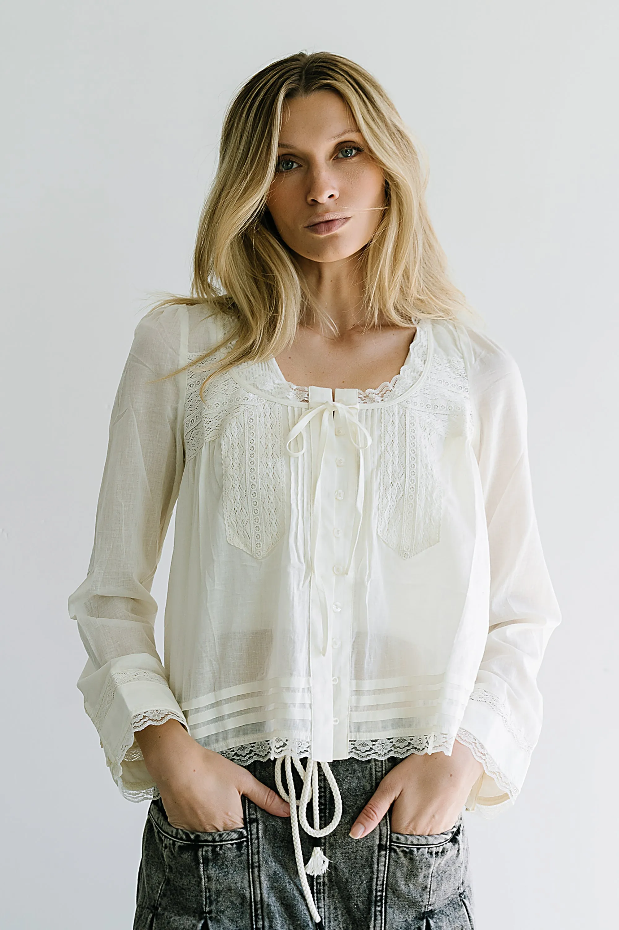 Taylor Sheer Blouse in Ivory sold by bohme