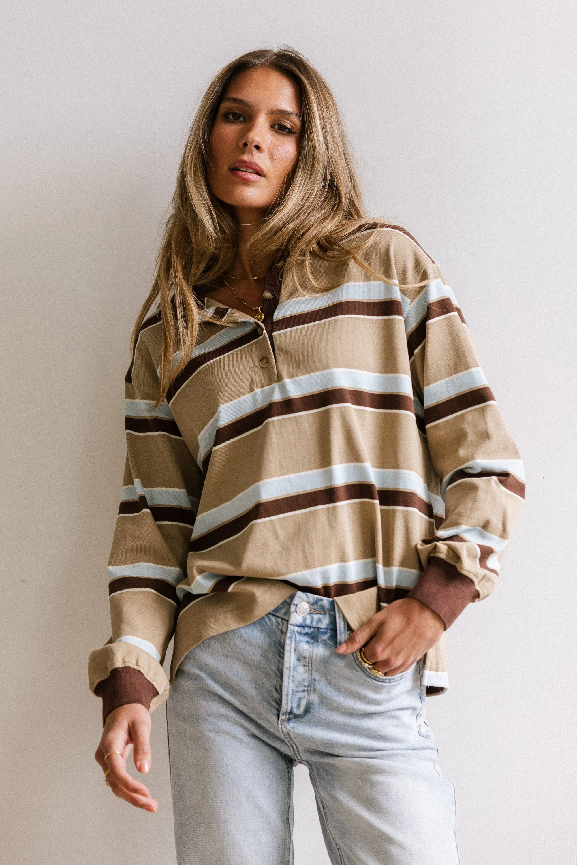 Megan Striped Top in Taupe sold by bohme product image thumbnail 3