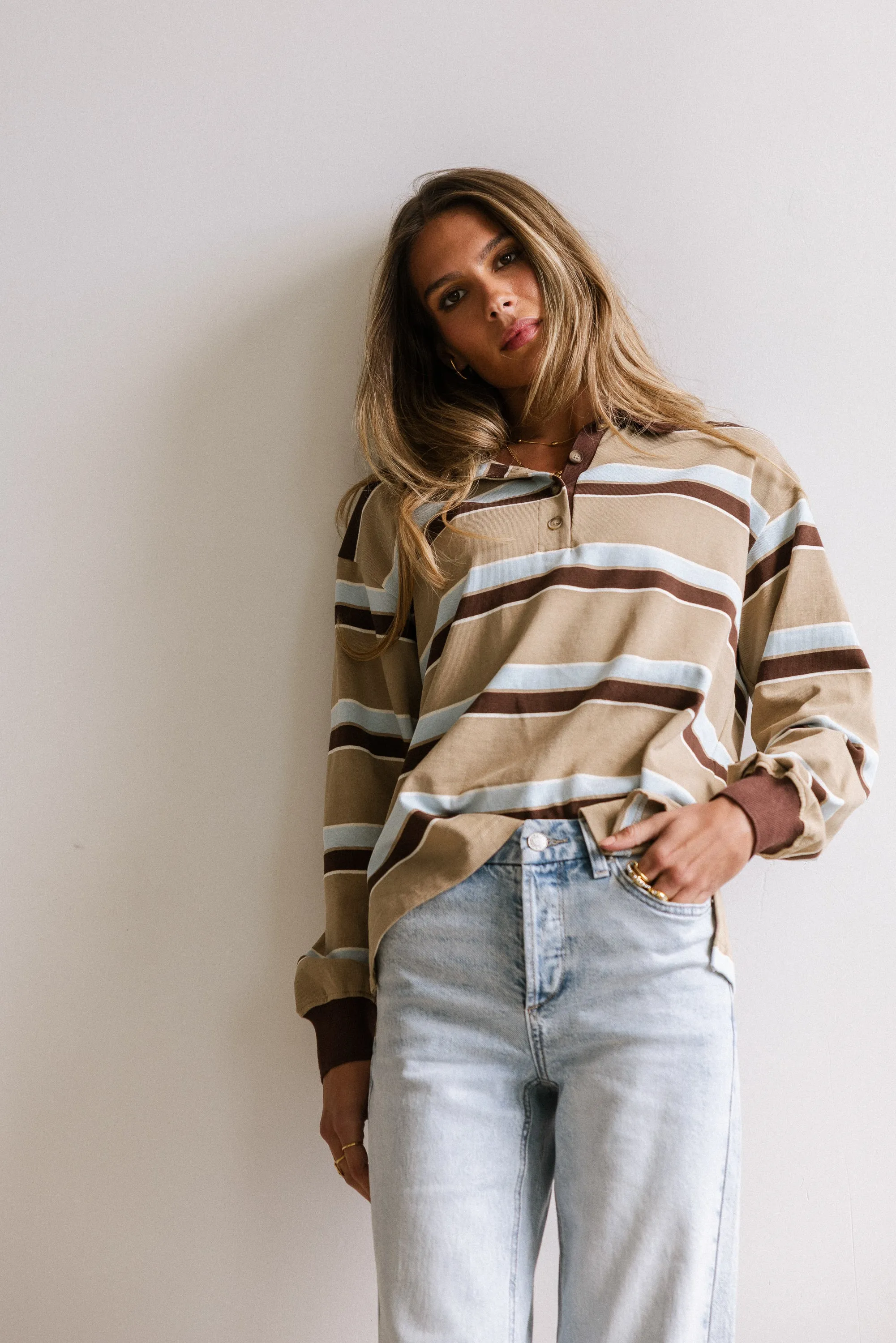 Megan Striped Top in Taupe sold by bohme product image thumbnail 5