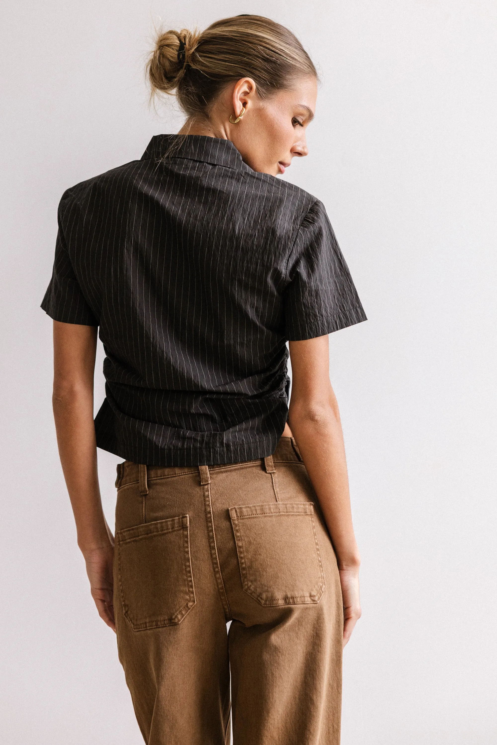 Brandy Ruched Button Up in Black - FINAL SALE sold by bohme product image thumbnail 2