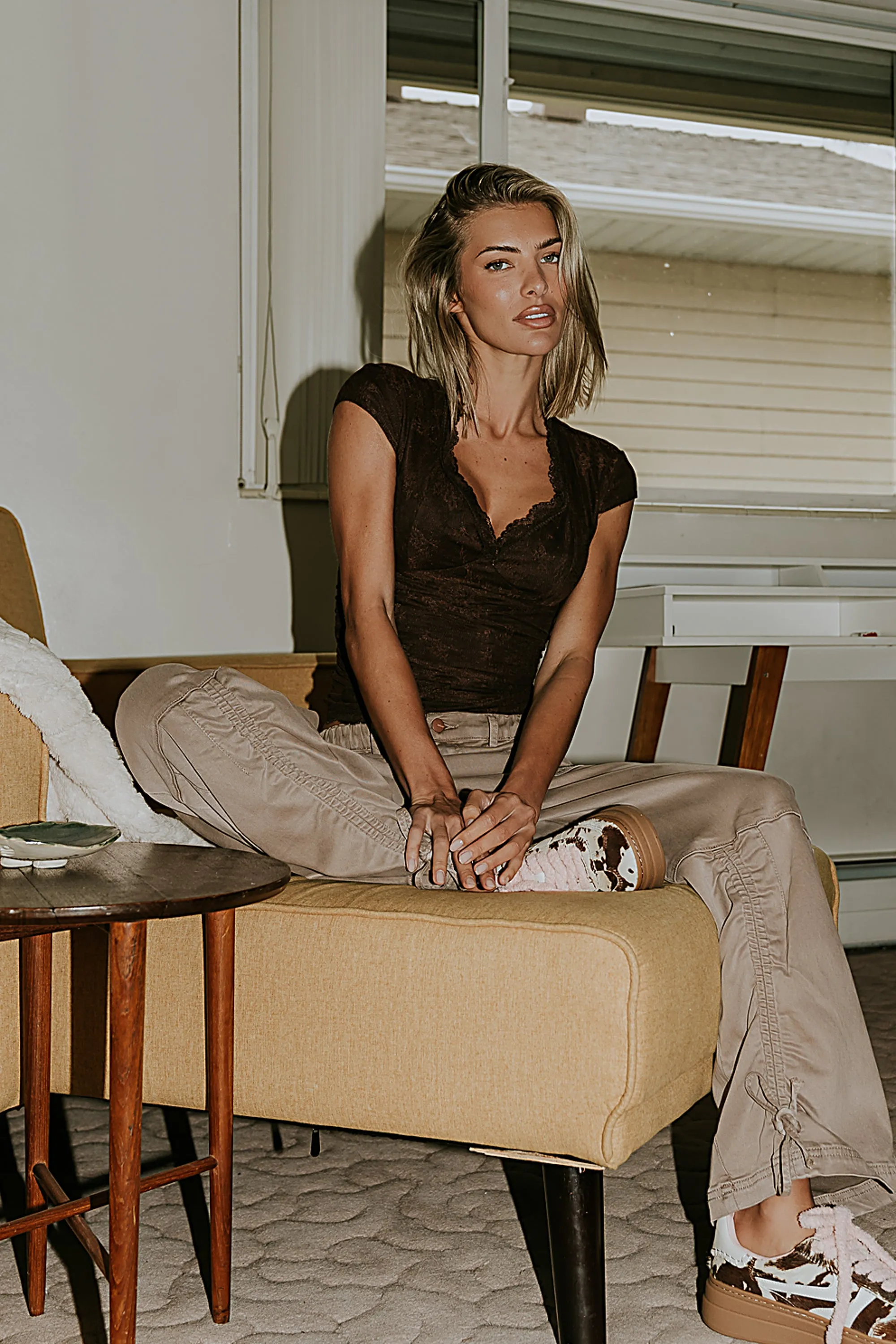 Gracie Lace Top in Brown sold by bohme product image thumbnail 3