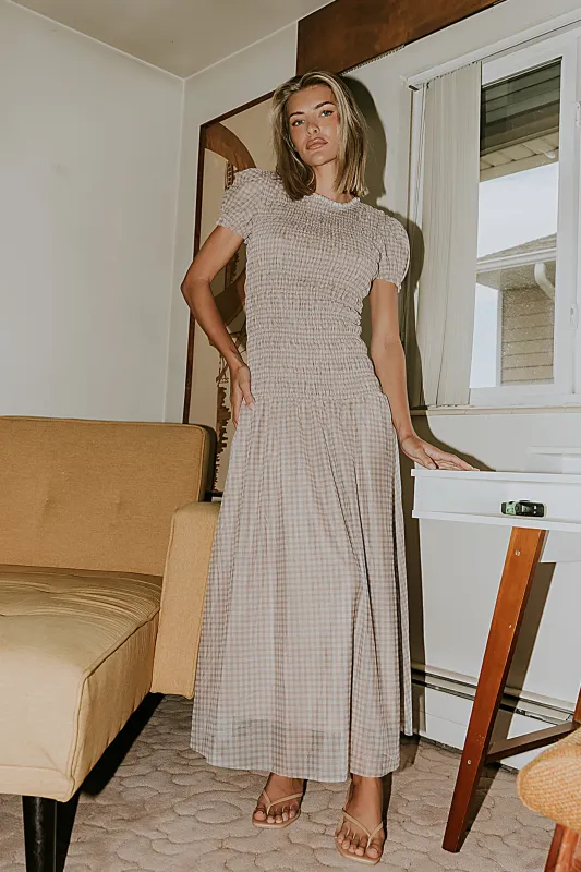 Daisy Gingham Maxi Dress sold by bohme