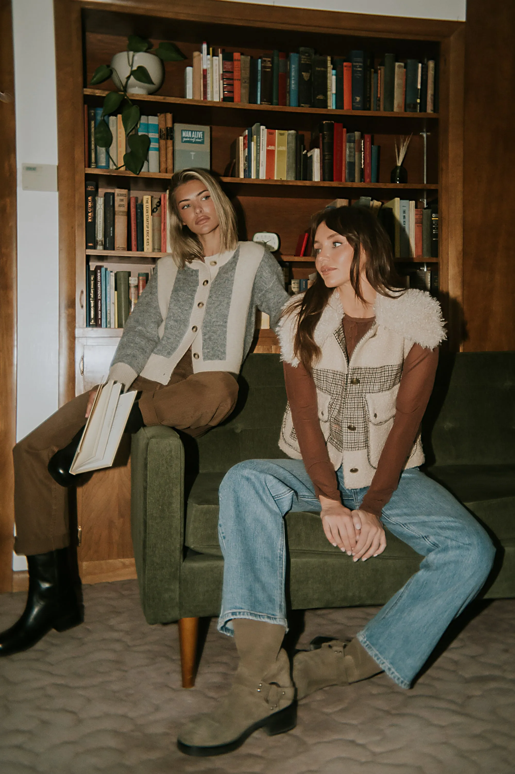 Liv Sherpa Vest in Taupe sold by bohme