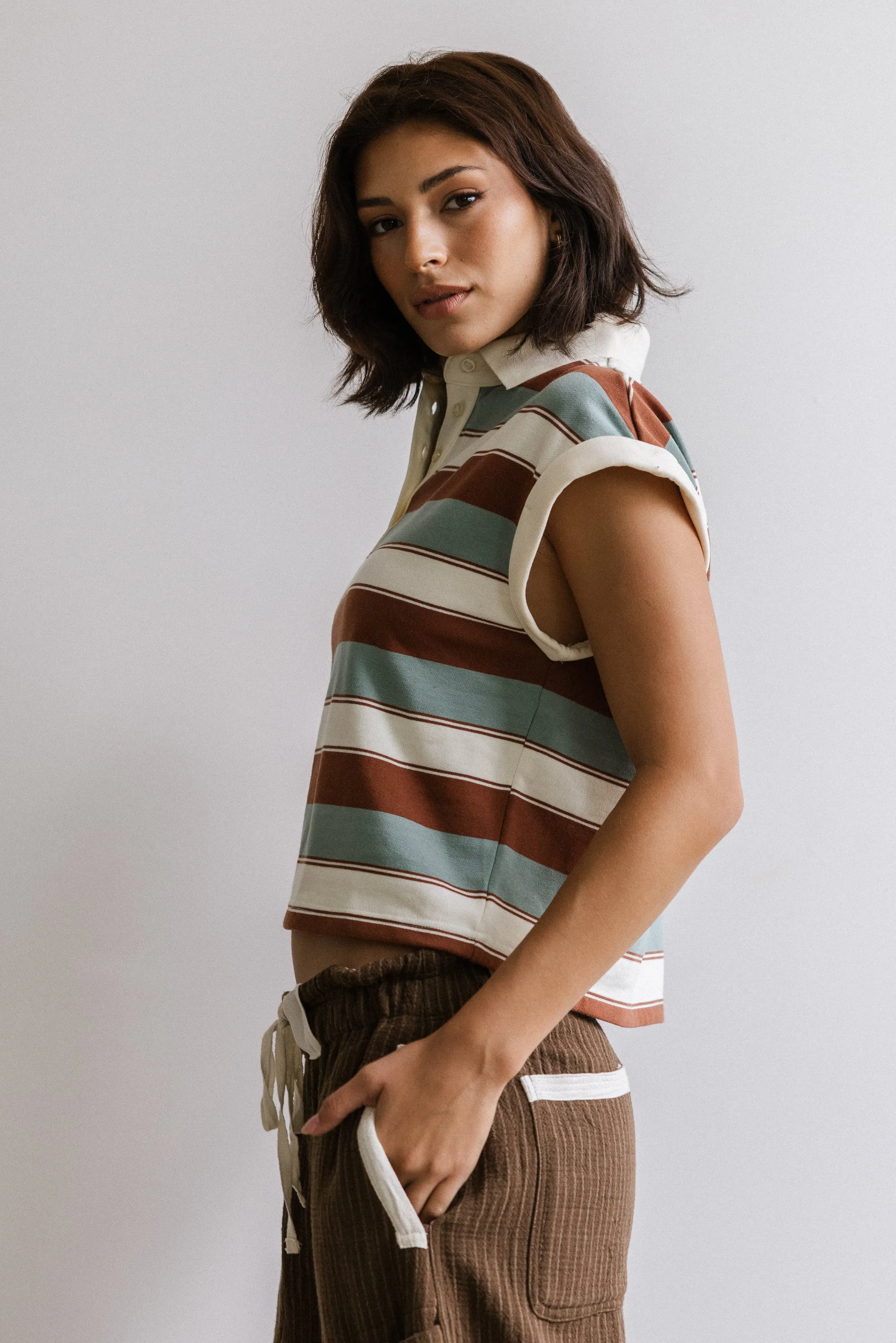 Niko Striped Top in Camel sold by bohme product image thumbnail 3