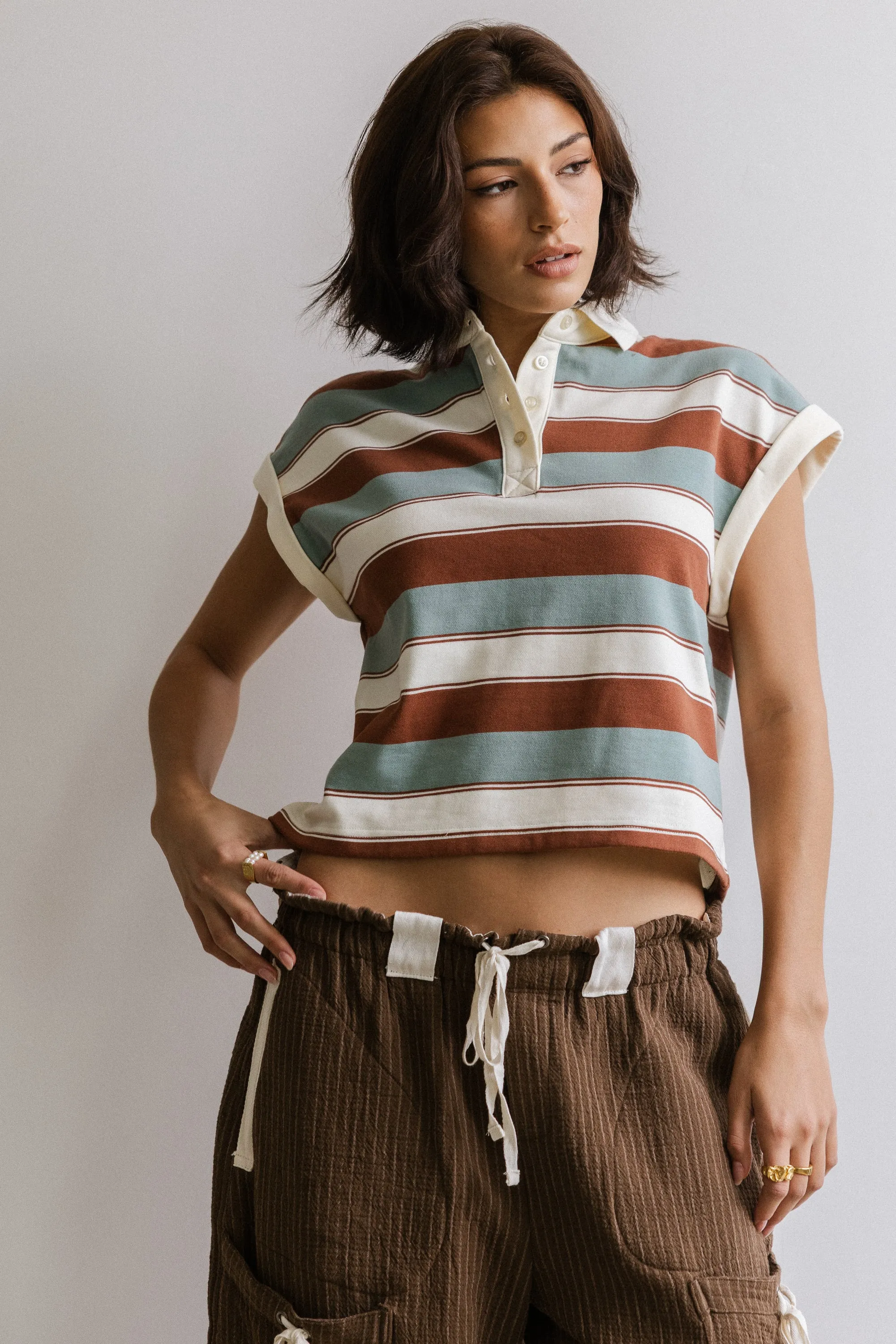 Niko Striped Top in Camel sold by bohme product image thumbnail 4