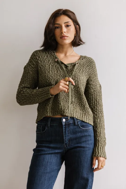 Georgie Knit Sweater in Olive sold by bohme