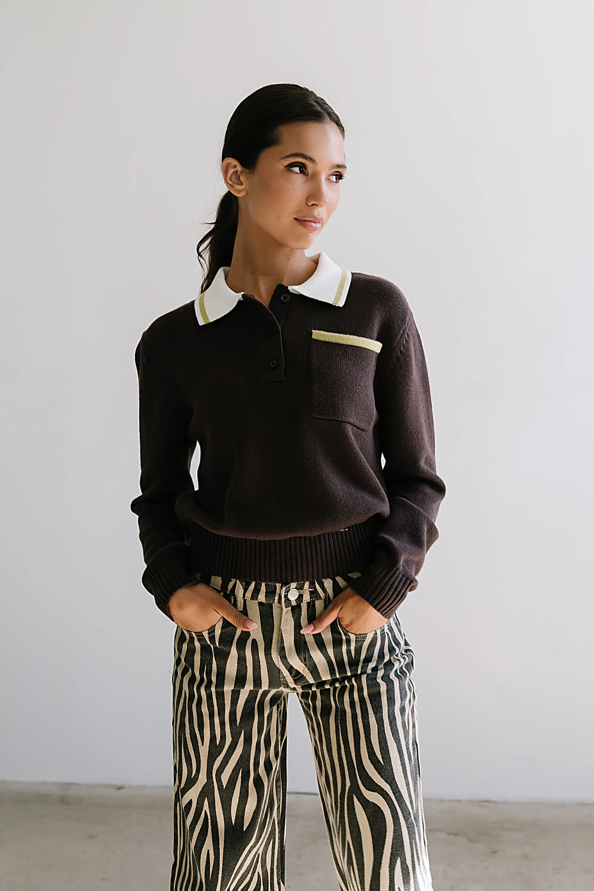 Justine Collared Sweater in Brown sold by bohme product image thumbnail 5