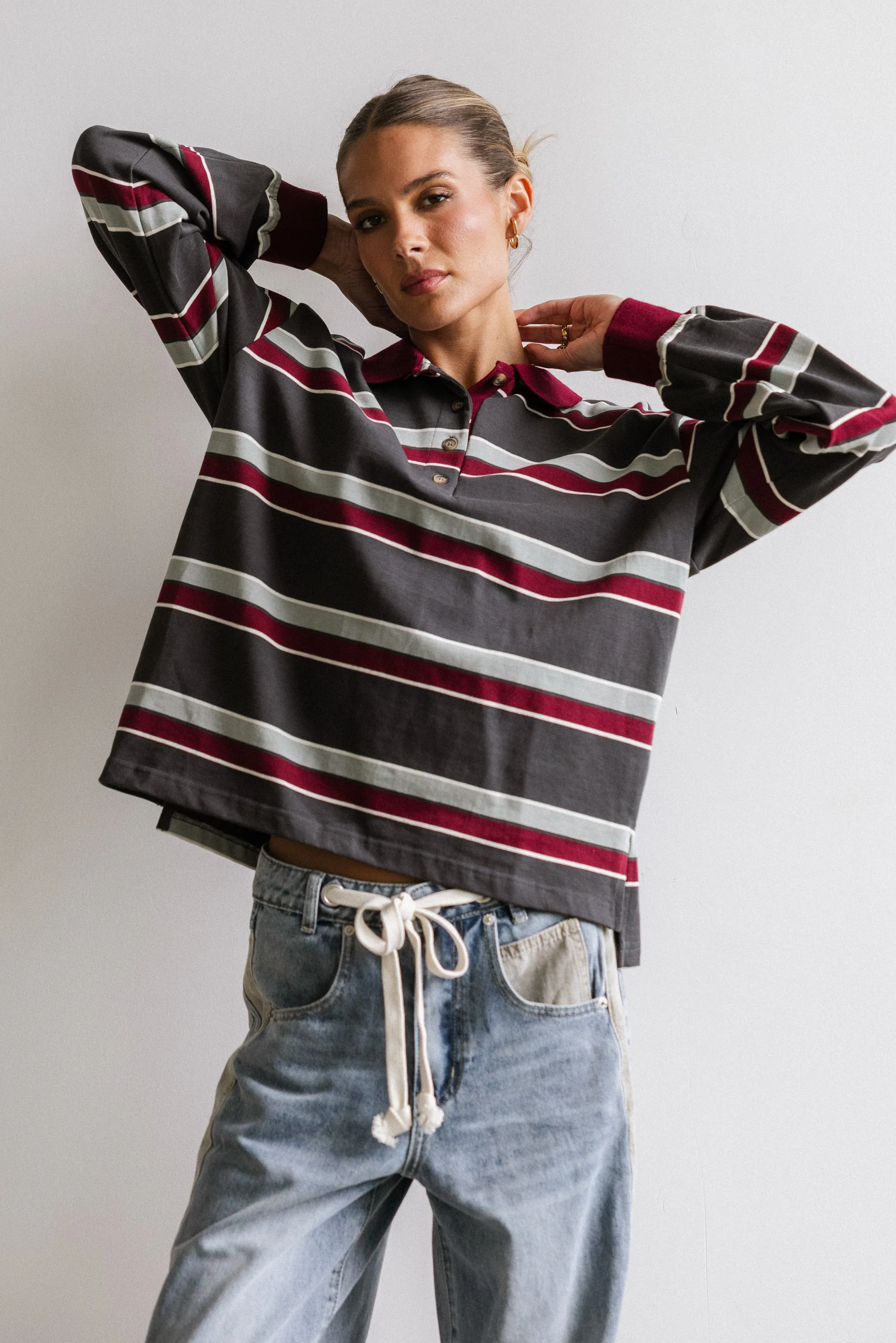 Megan Striped Top in Grey sold by bohme product image thumbnail 3