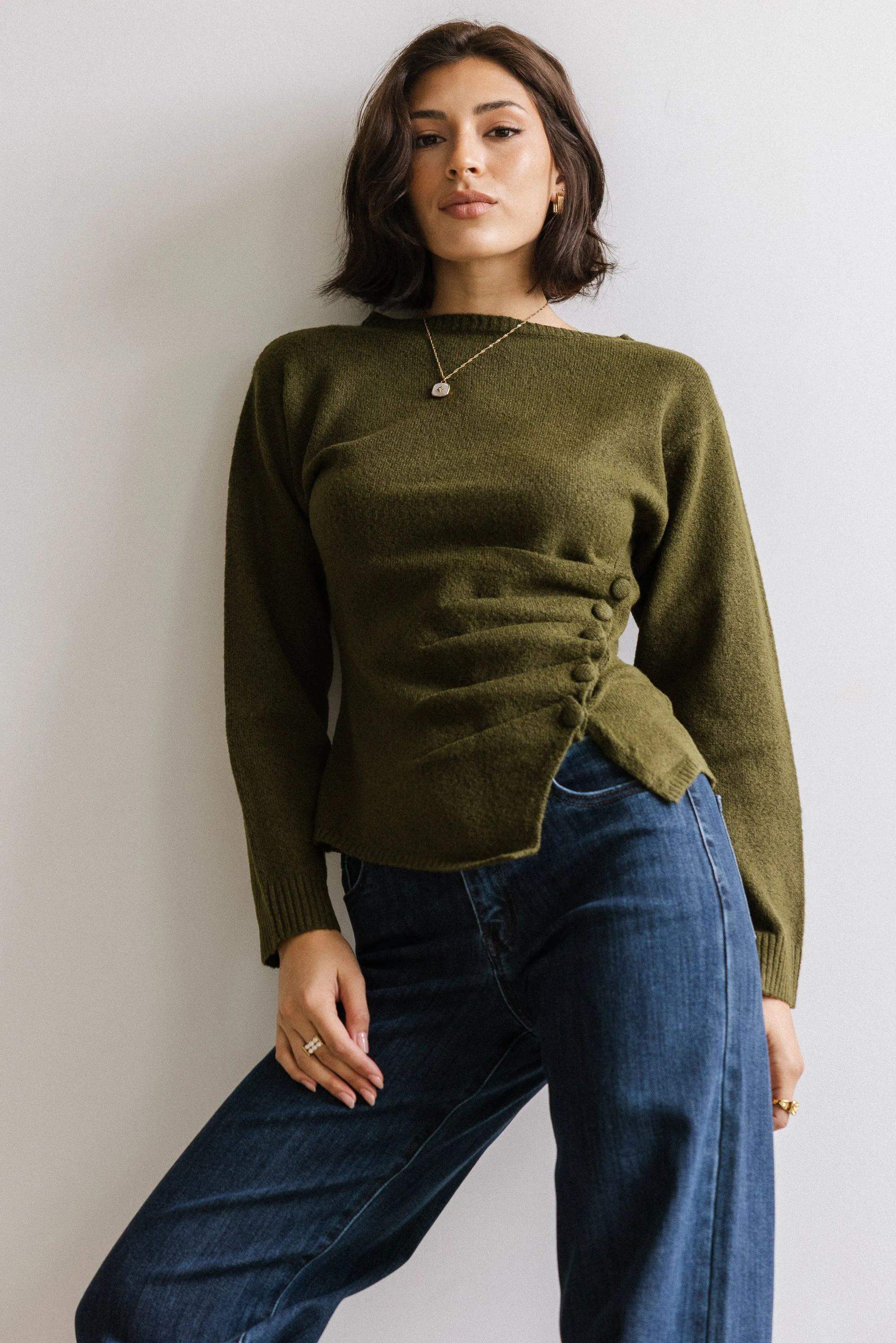Jerzey Asymmetrical Sweater in Olive - FINAL SALE sold by bohme product image thumbnail 4