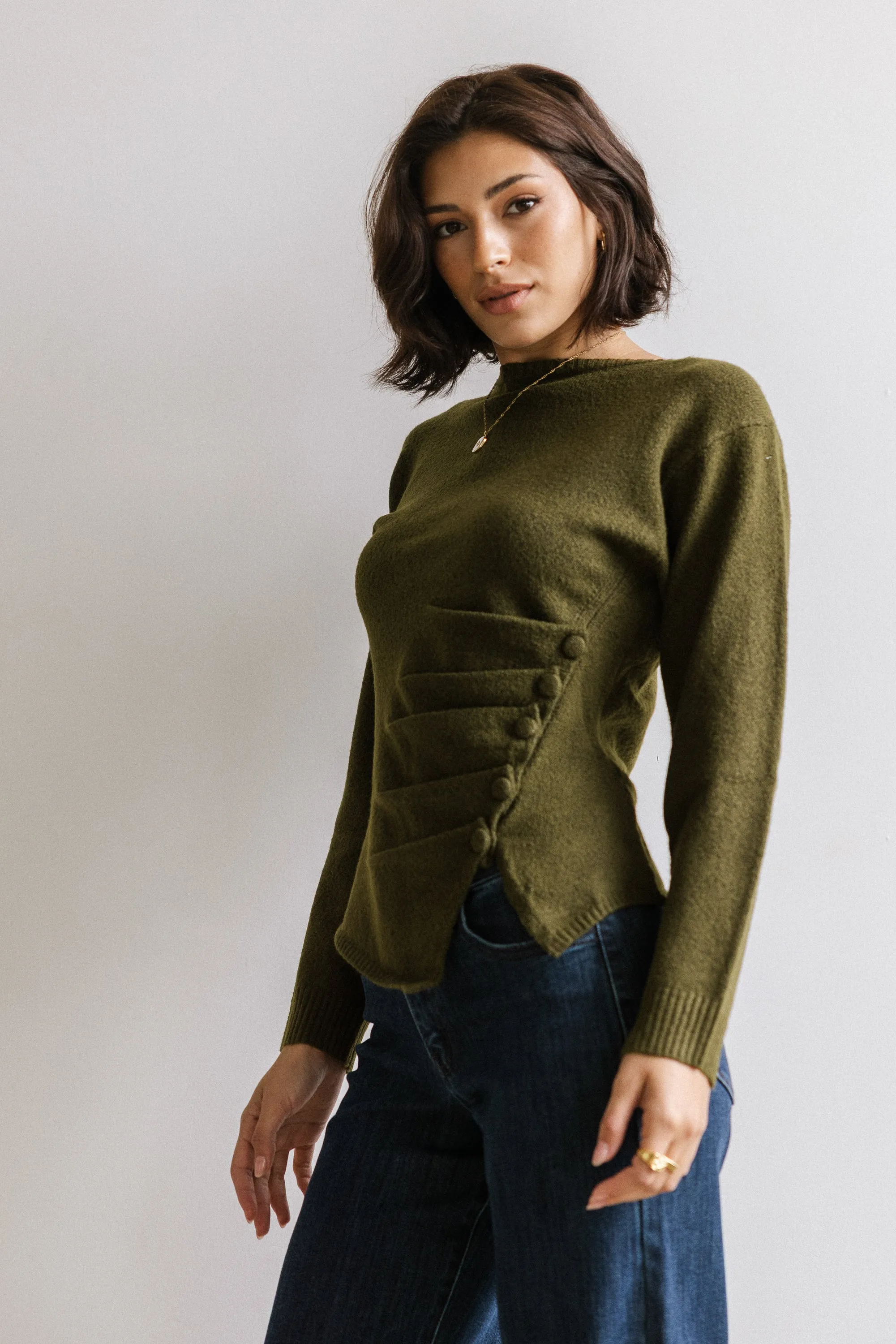 Jerzey Asymmetrical Sweater in Olive - FINAL SALE sold by bohme product image thumbnail 5