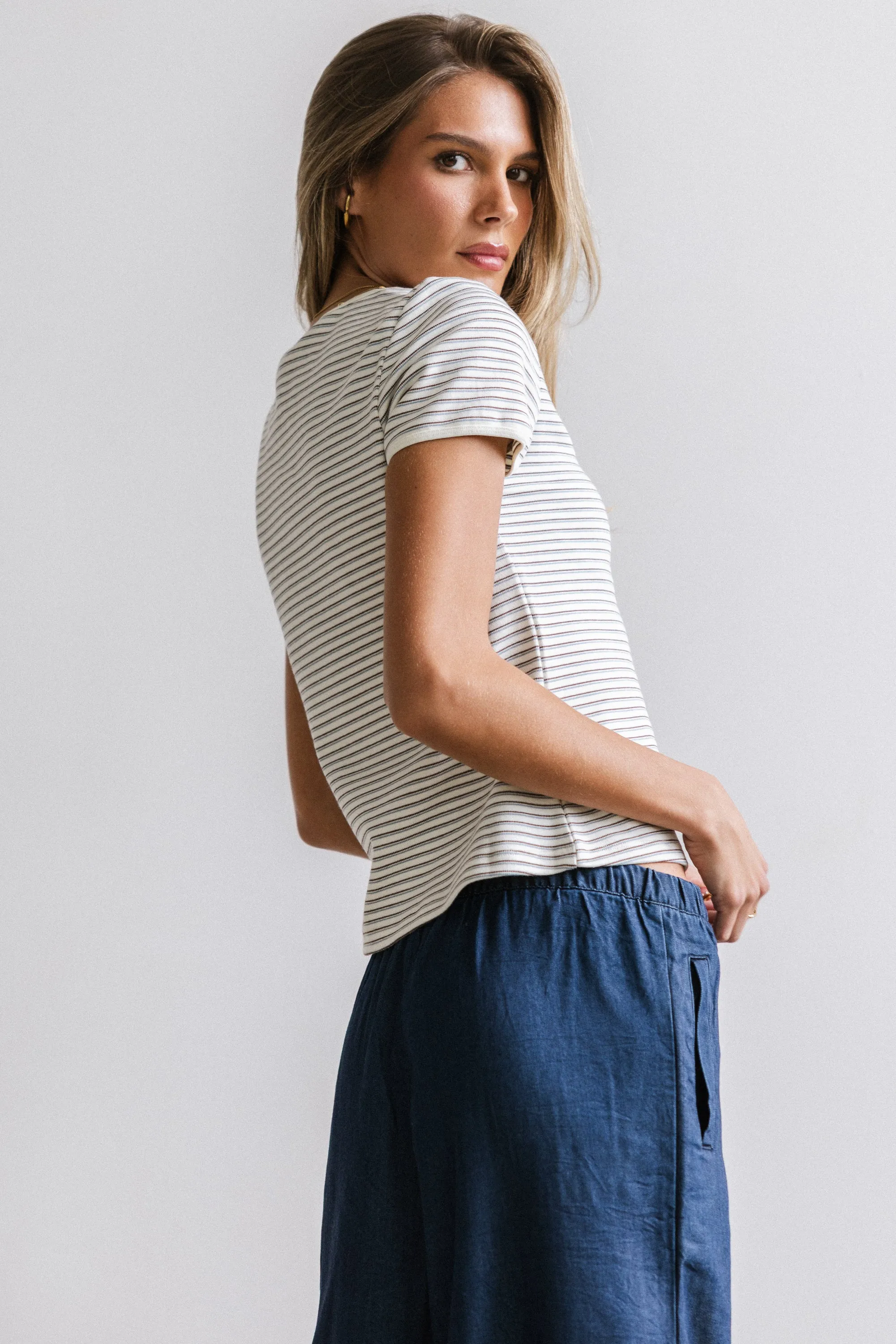 Marcie Striped Tee in Blue sold by bohme product image thumbnail 4