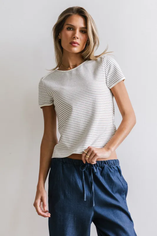 Marcie Striped Tee in Blue sold by bohme