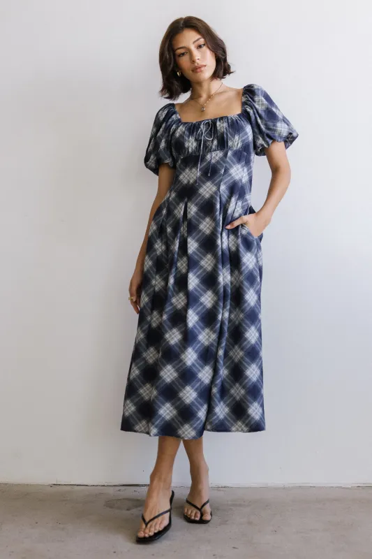 Kasey Plaid Midi Dress sold by bohme