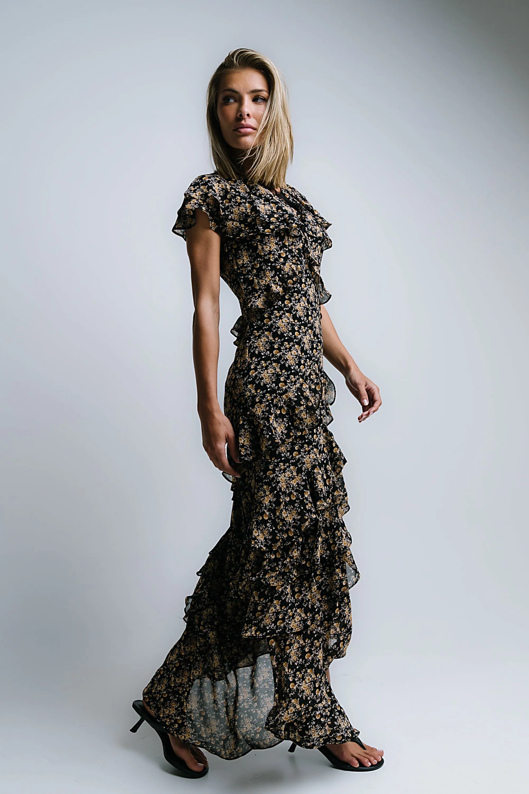 James Ruffle Maxi Dress in Black sold by bohme product image thumbnail 3