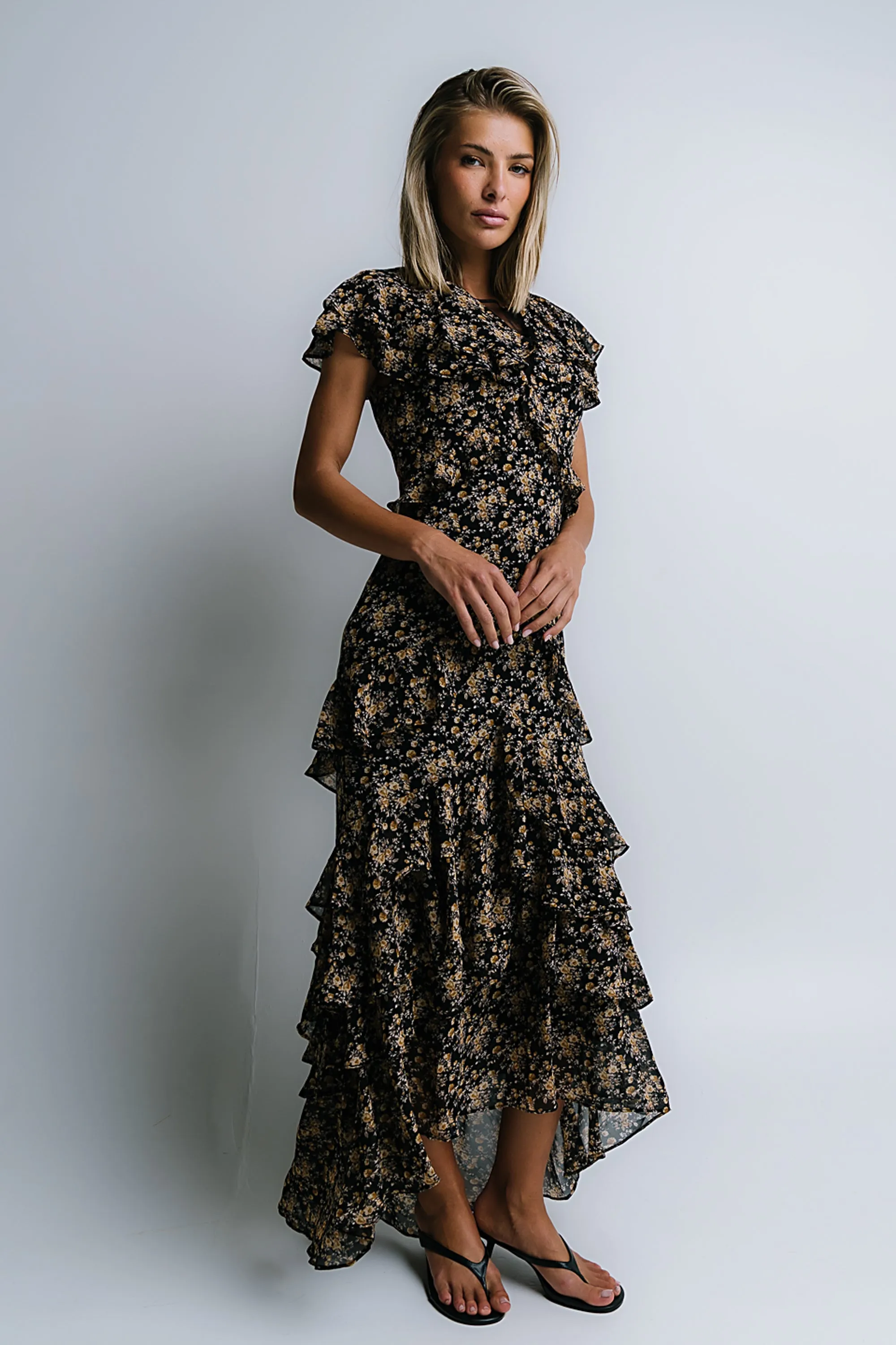 James Ruffle Maxi Dress in Black sold by bohme product image thumbnail 5