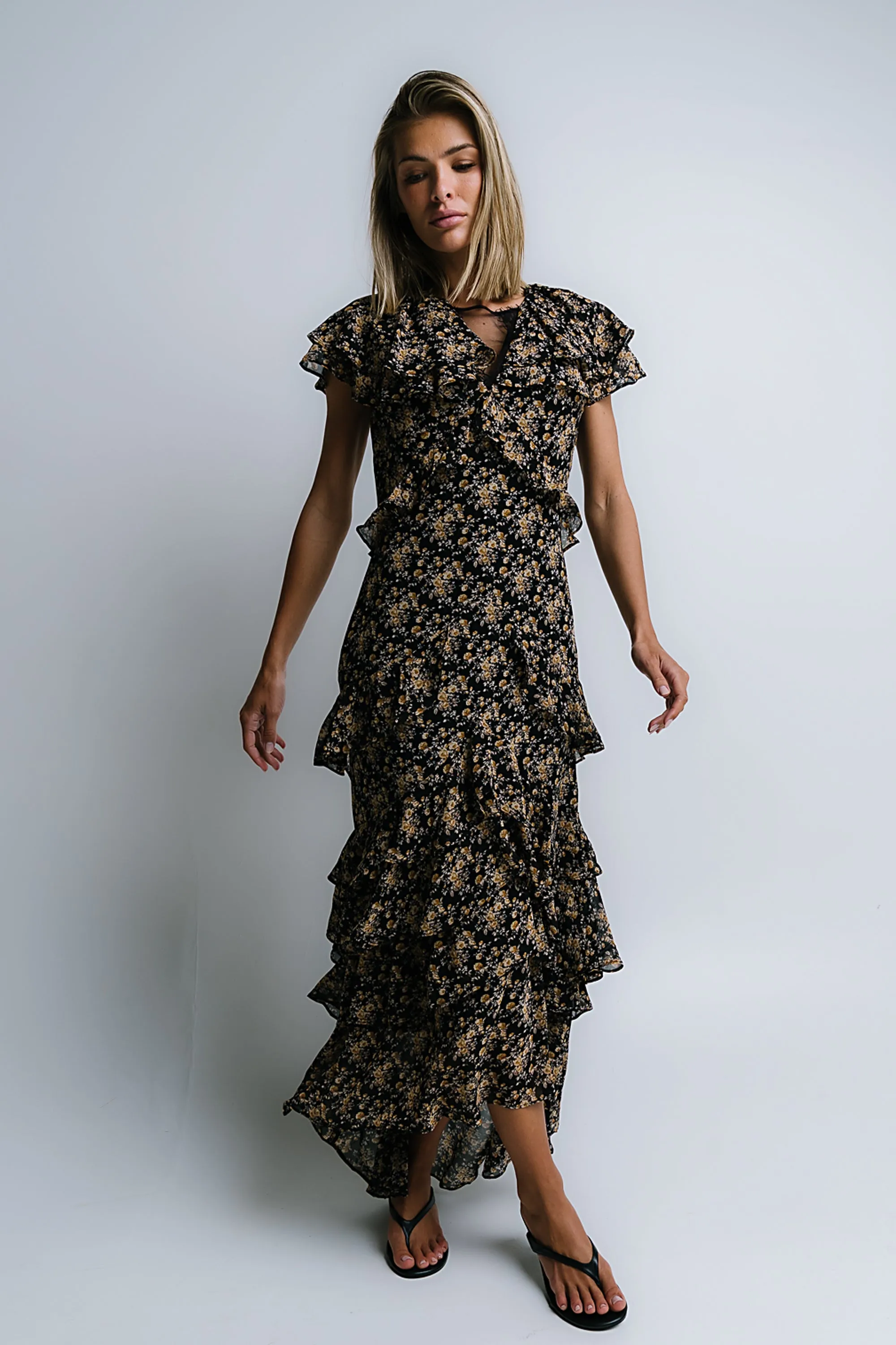 James Ruffle Maxi Dress in Black sold by bohme product image thumbnail 4