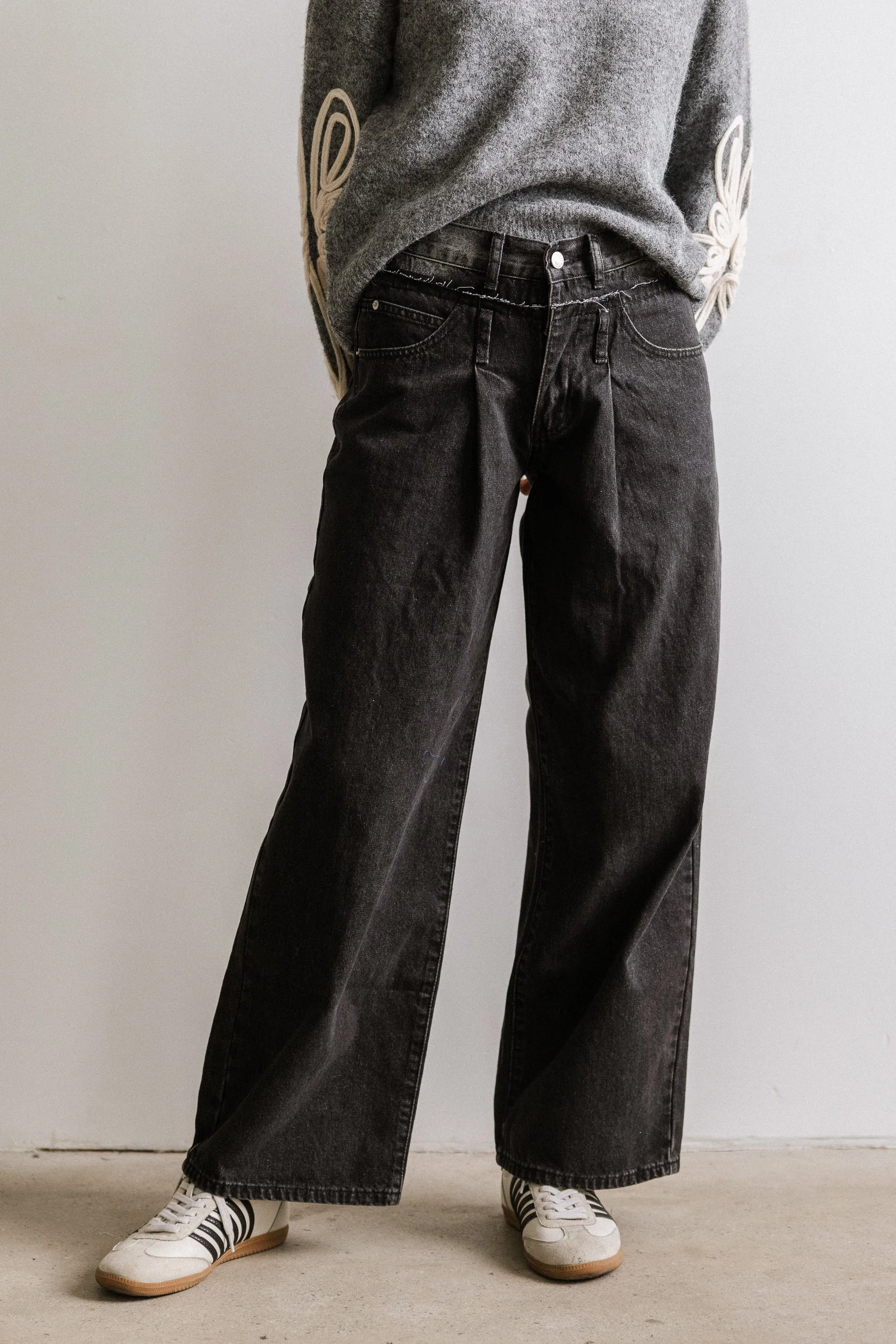 Arabella Wide Leg Jeans in Washed Black sold by bohme product image thumbnail 5