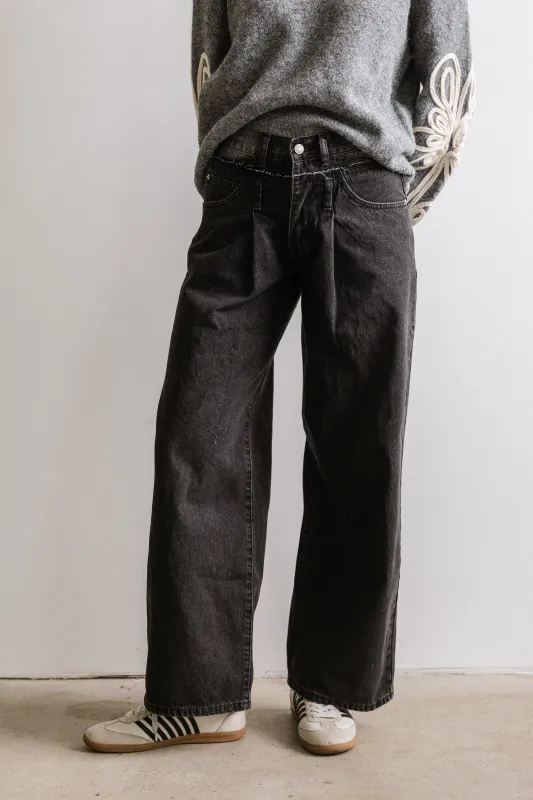 Arabella Wide Leg Jeans in Washed Black sold by bohme
