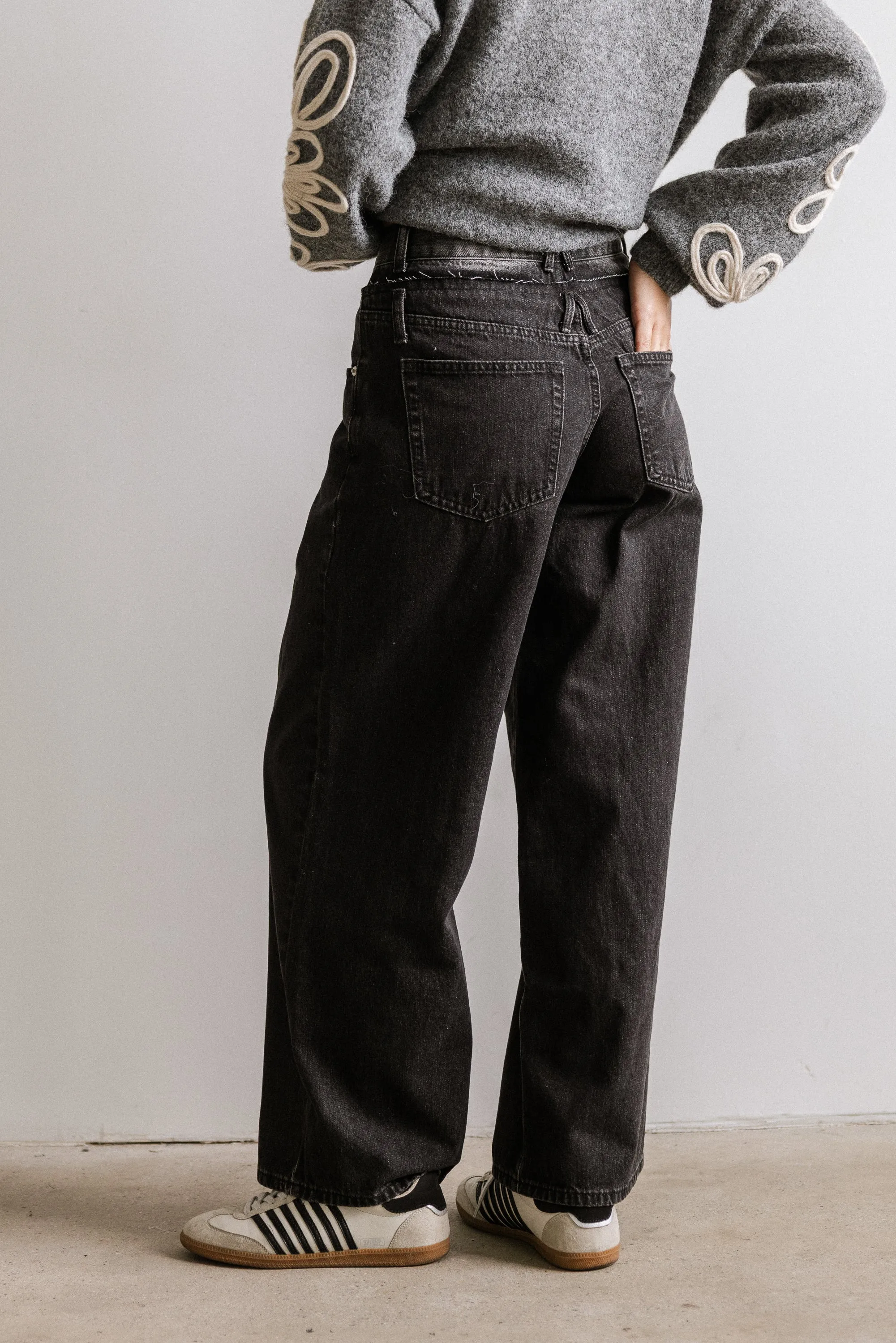 Arabella Wide Leg Jeans in Washed Black sold by bohme product image thumbnail 2