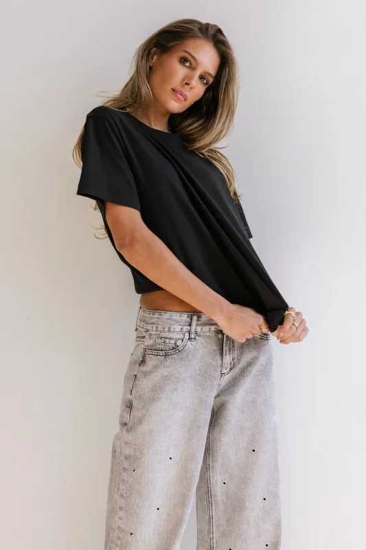 Abby Oversized Tee in Black sold by bohme