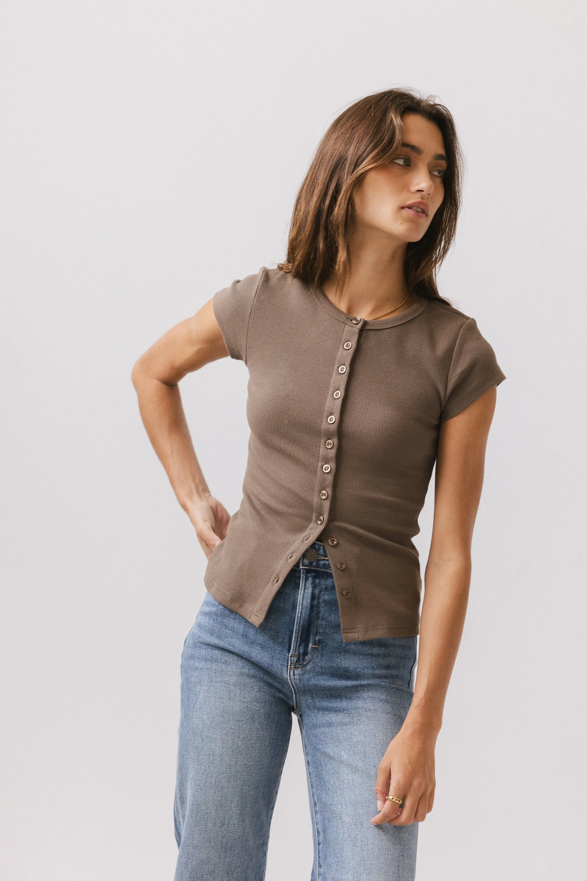 Vestia Button Up Tee in Army Green sold by bohme product image thumbnail 4