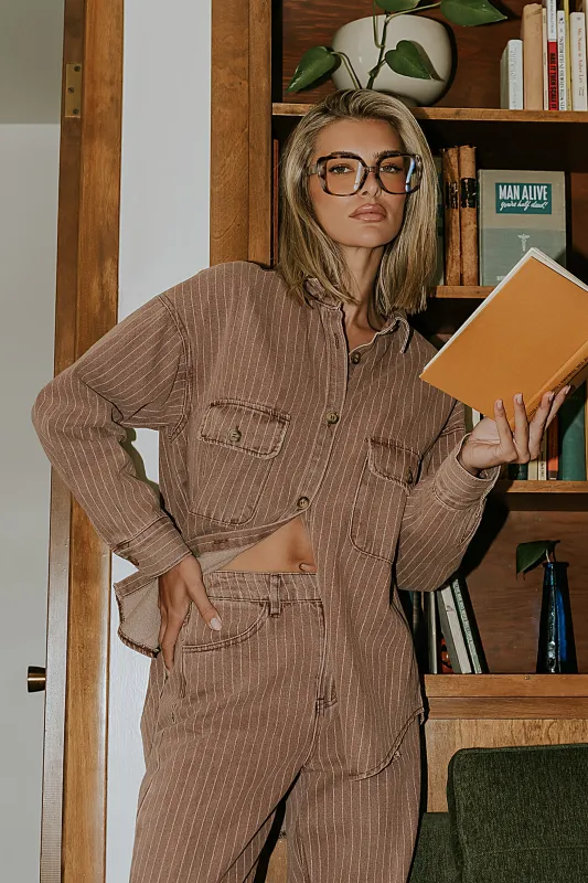 Shaylee Striped Button Up sold by bohme