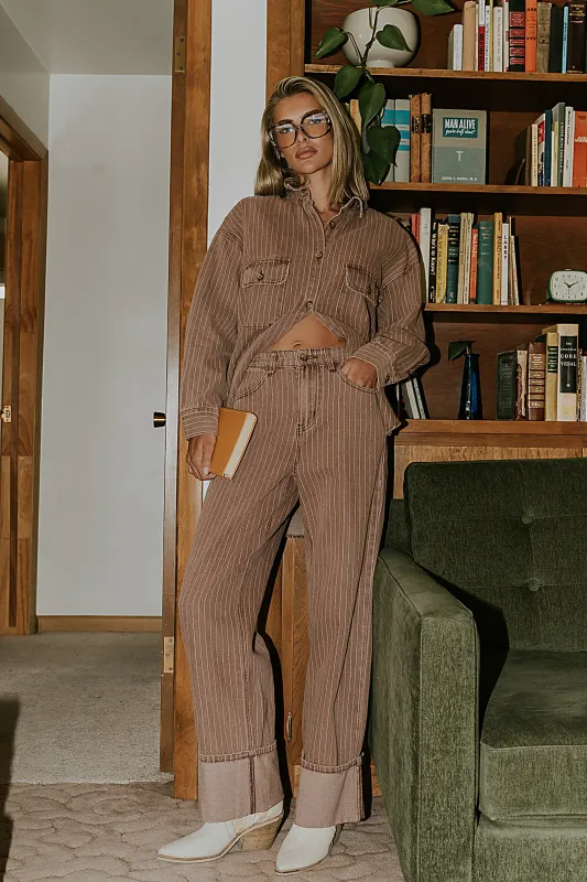 Shaylee Striped Wide Leg Jeans sold by bohme