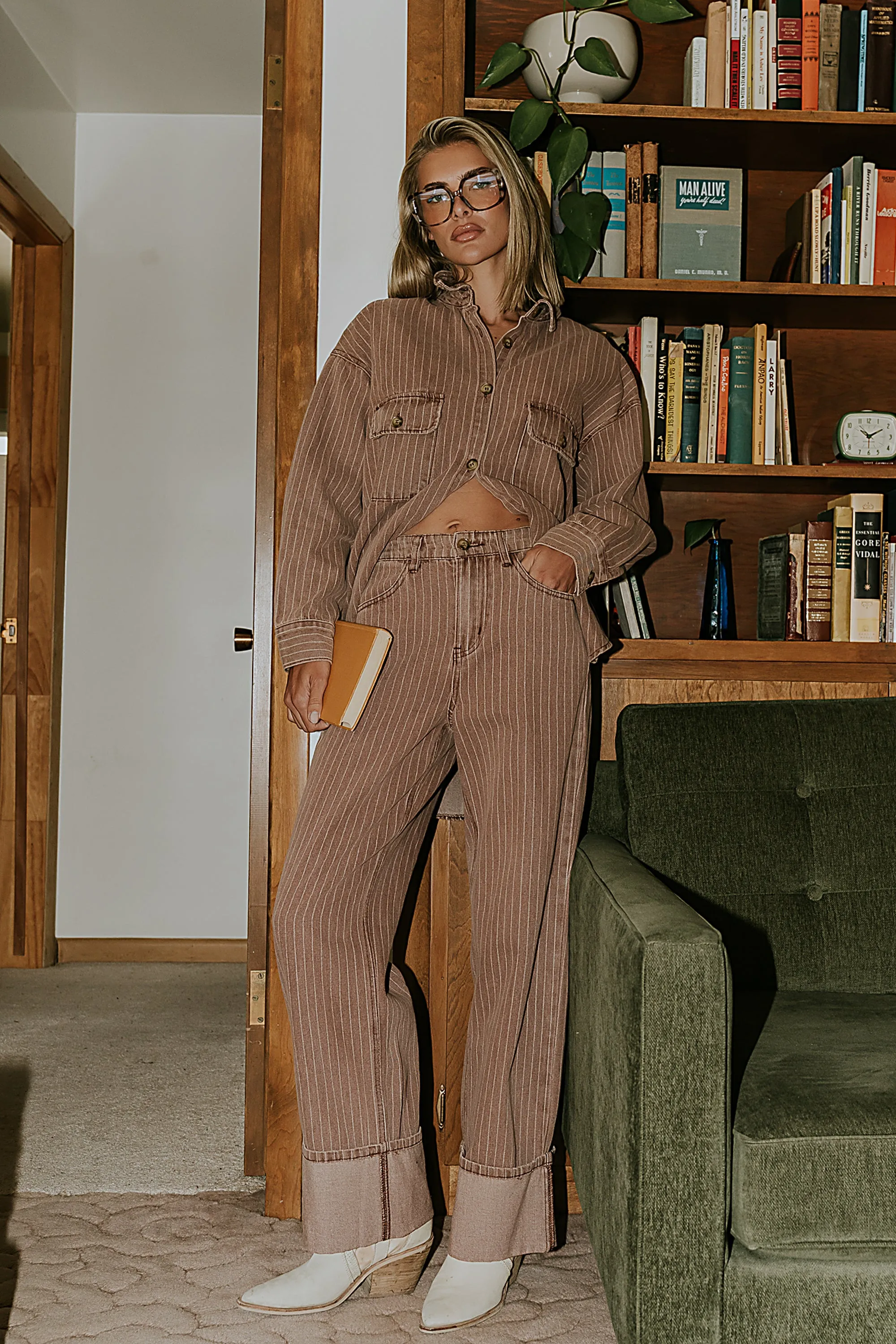 Shaylee Striped Wide Leg Jeans sold by bohme