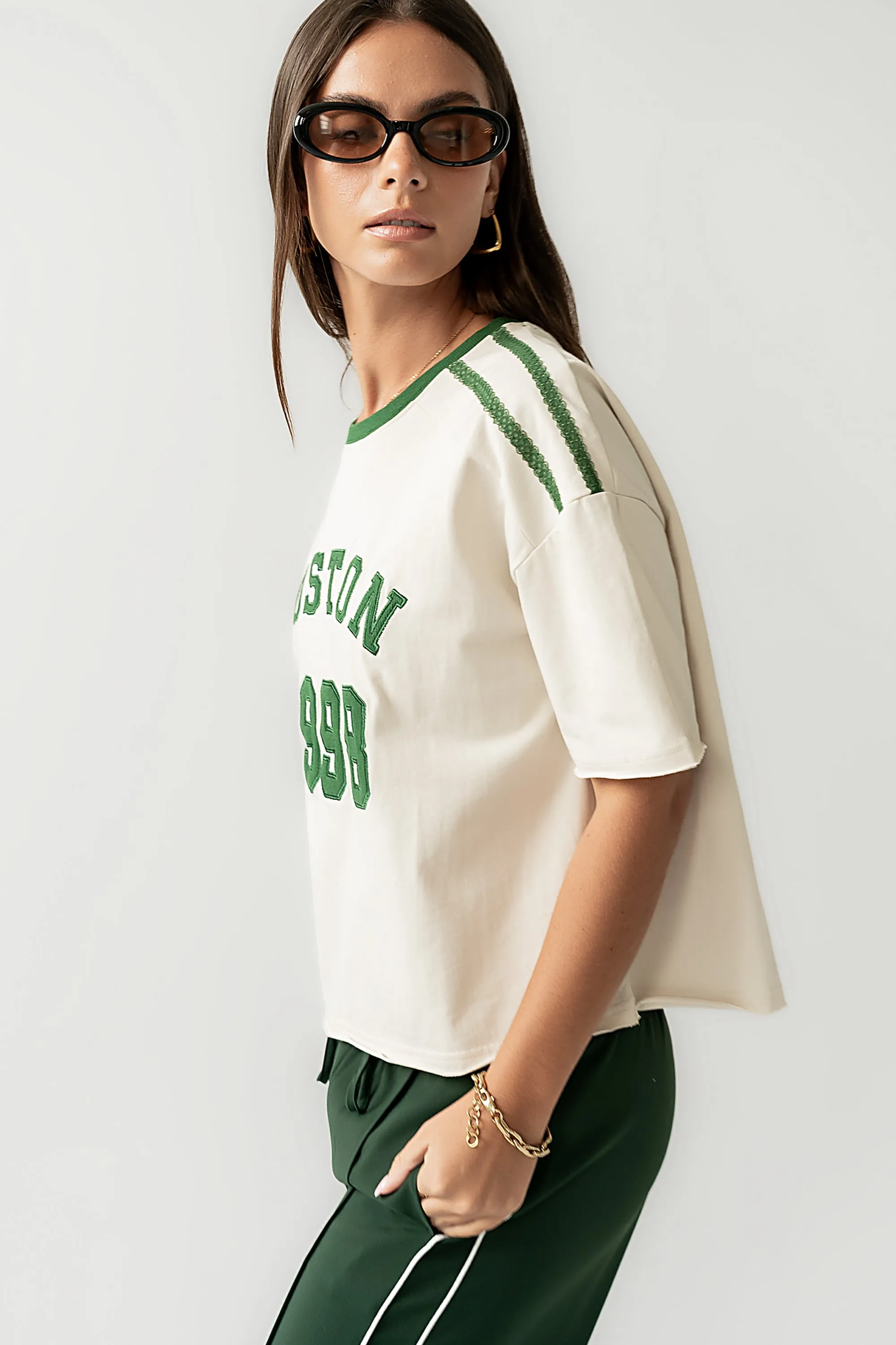 Boston Oversized Graphic Tee in Green sold by bohme product image thumbnail 4