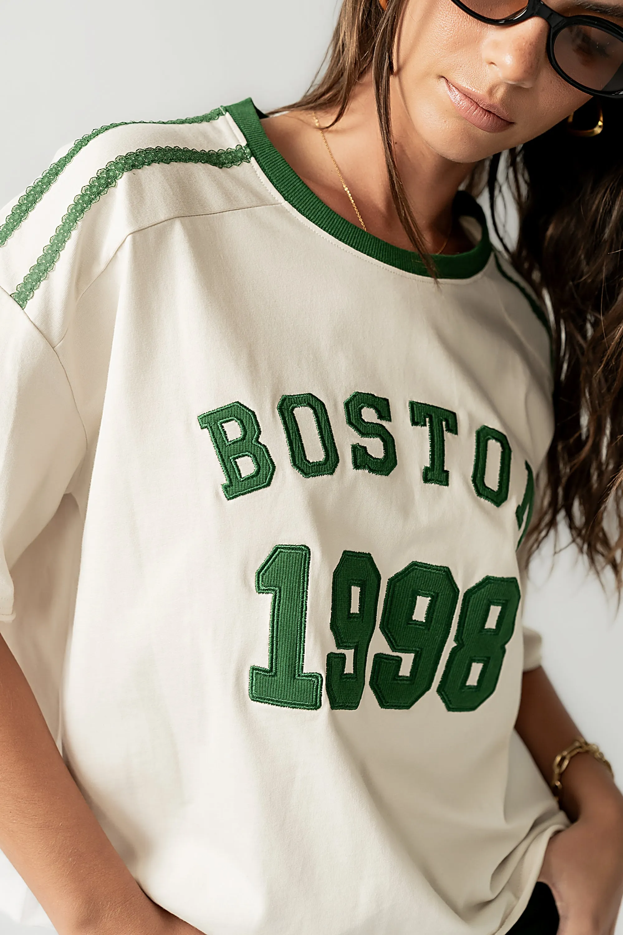 Boston Oversized Graphic Tee in Green sold by bohme product image thumbnail 3