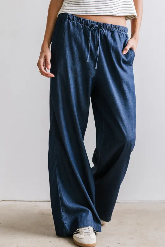 Banks Wide Leg Pants in Dark Wash sold by bohme