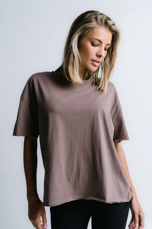 Abby Oversized Tee in Mocha sold by bohme