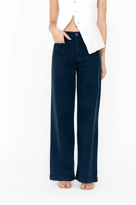 Natasha Wide Leg Jeans in Navy sold by bohme